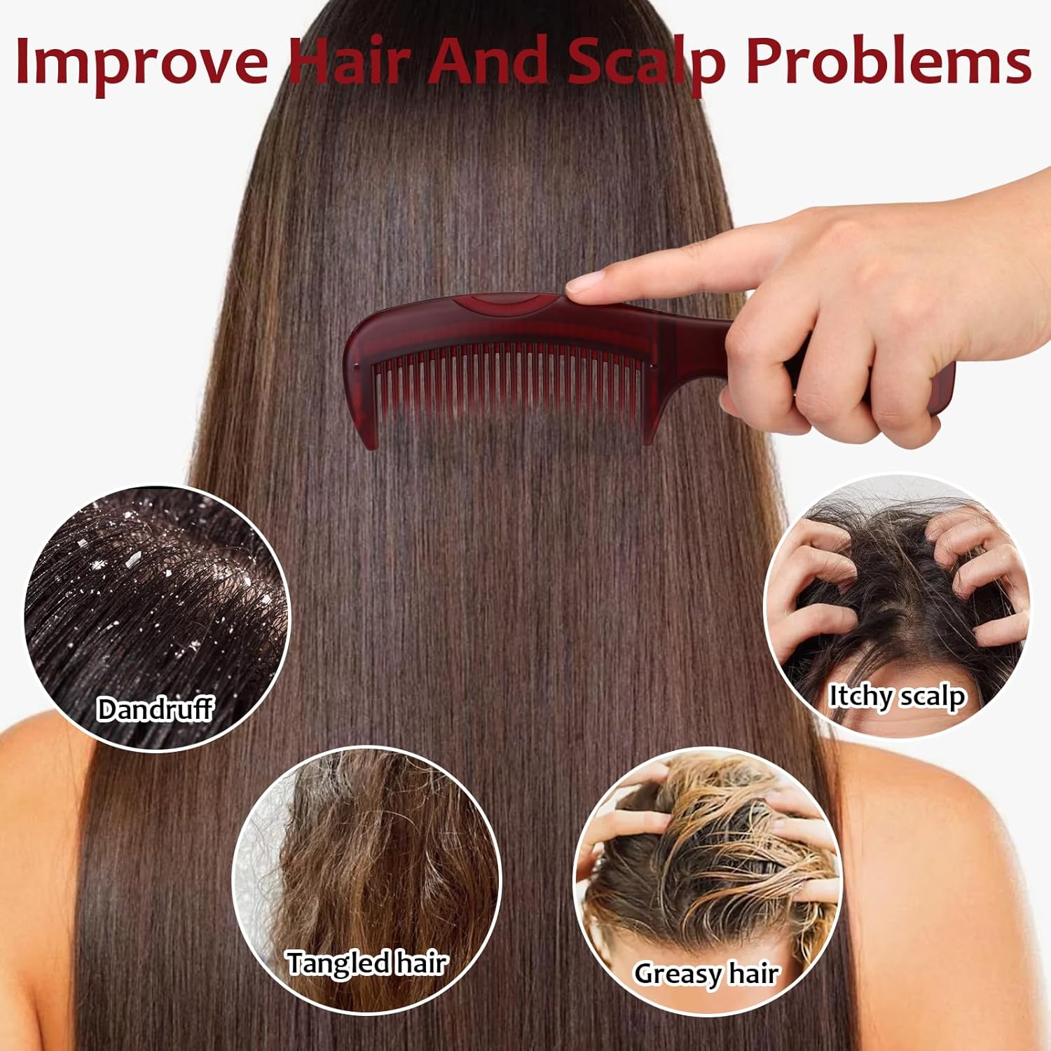 Dandruff Comb, 2 Pcs Scalp Sweep Detoxing Hair brush Set for Dandruff Removal, Scalp Build Up Remover and Stainless Steel Fine Tooth Comb for Scalp Massage Combs - Image 4