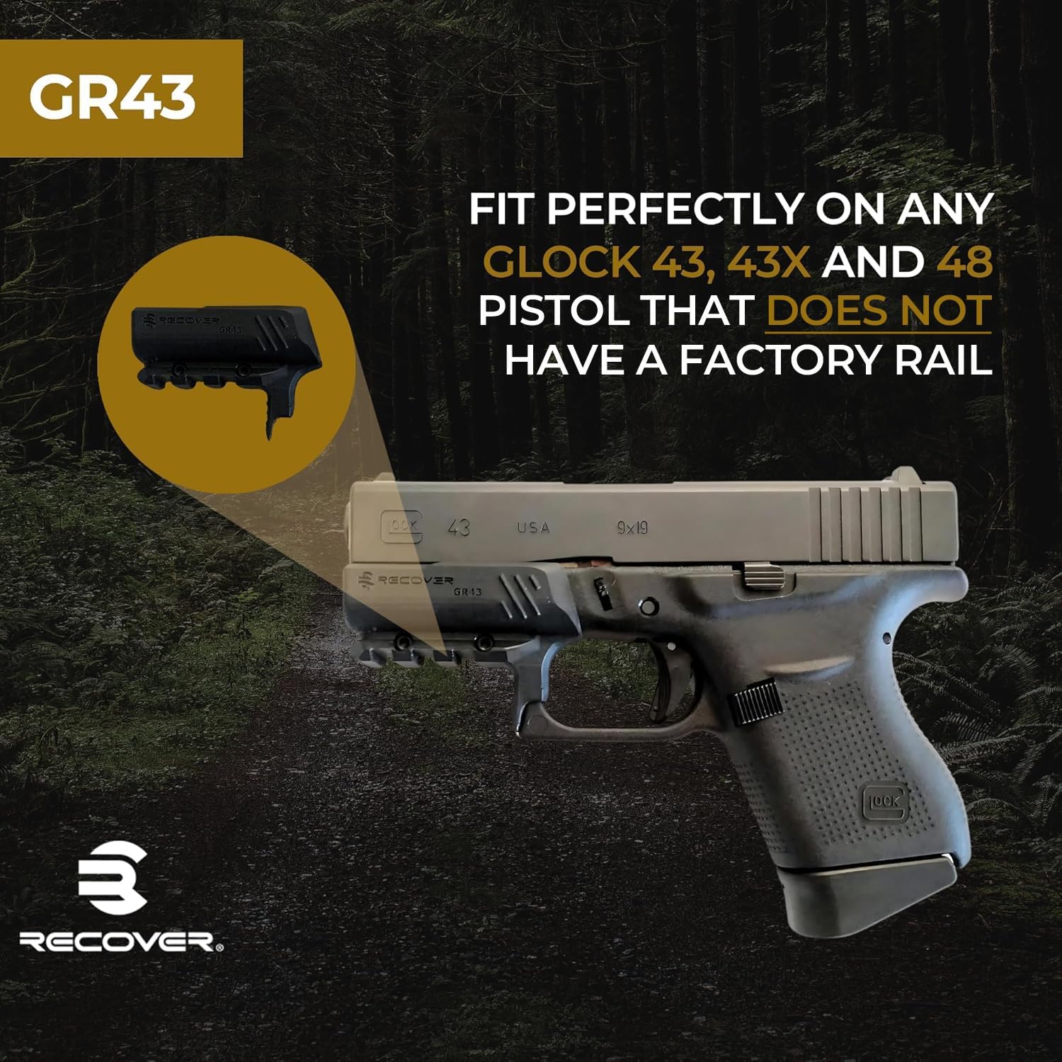 Recover Tactical Picatinny Rail for Glock, Glock MOS, S&W Shield 9mm, SW40, Sig P365 (Must Select Your Model Below), Easy Install, No Mods Required - Image 4