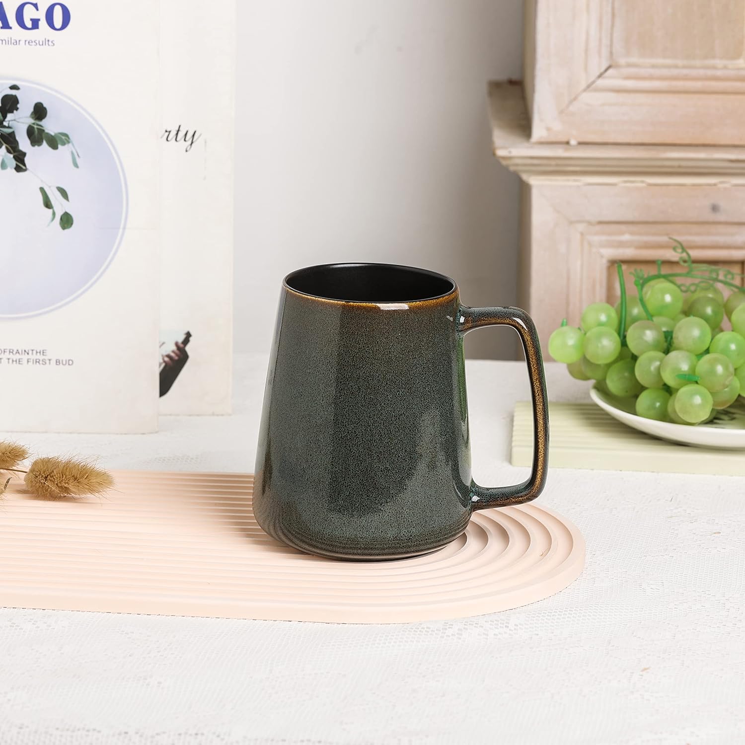 Large Ceramics Coffee Mugs,24 oz,Large Handle Design,Extra Large Tea and Coffee Cup for Office and Home,Microwave and Dishwasher Safe(Color:24 oz green) - Image 3