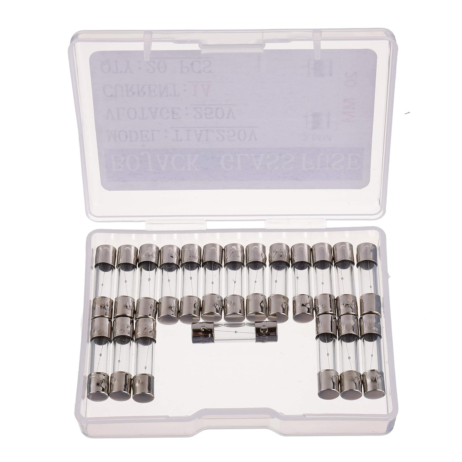 BOJACK T1AL250V 5x20mm 1A 250V Slow Blow Fuses 1 amp 250 Volt 0.2 x 0.78 Inch Glass Tube Time-delay Fuses (Pack of 20) - Image 2