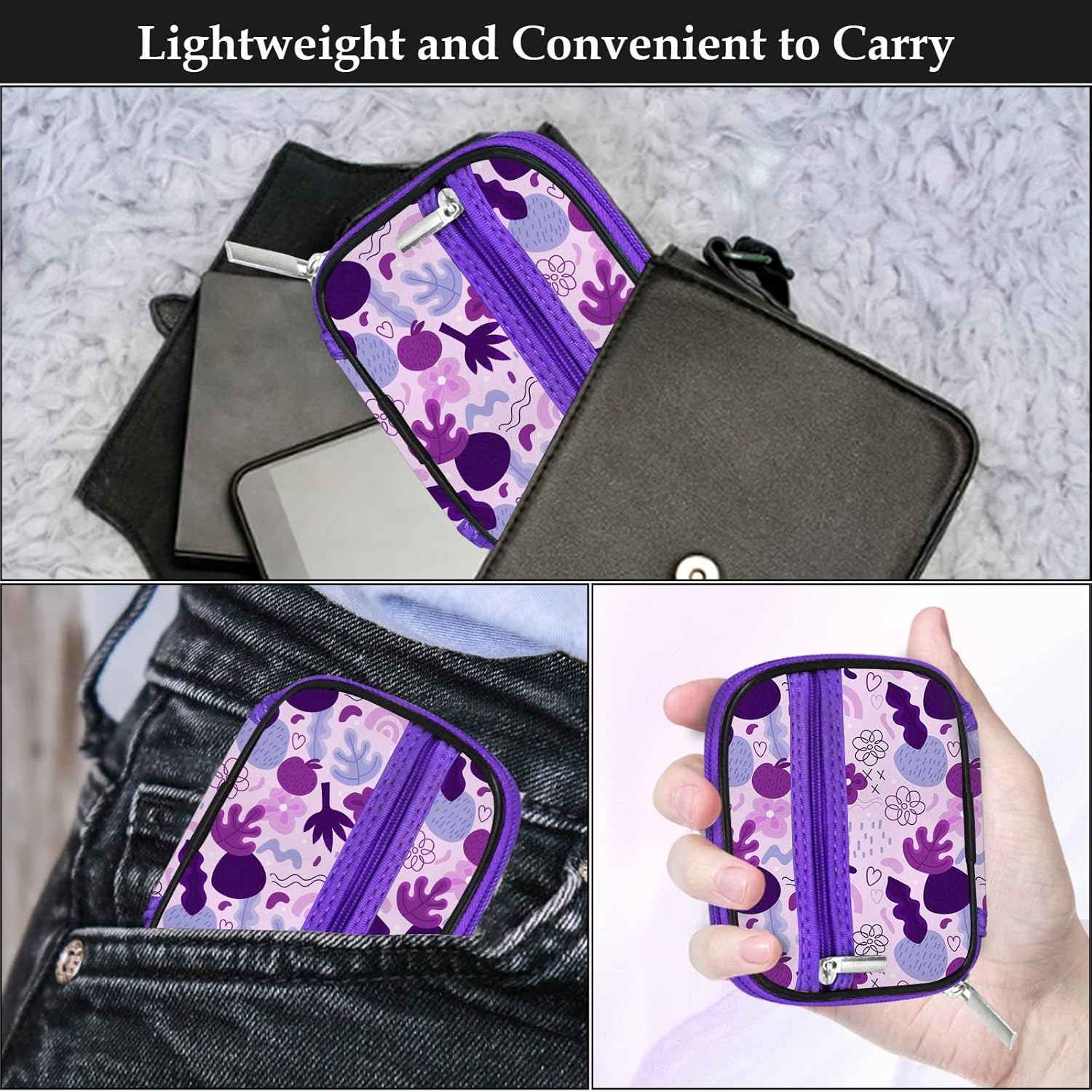 Serfeymi Weekly Travel Pill Organizer Pill Case for Purse with Removable 7 Day Pill Box, Fashionable Travel Medicine Organizer Pill Container for Medicine, Vitamin - Purple 02 - Image 6