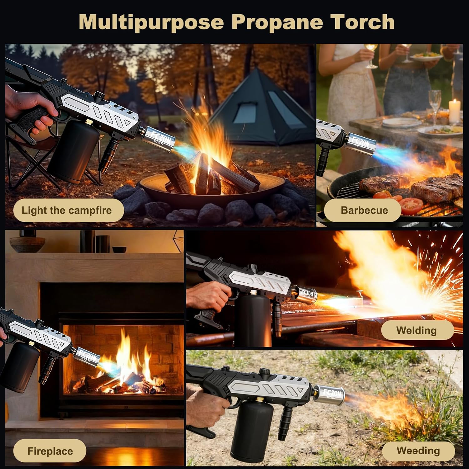 FCZON Flame Thrower Gun, Detachable Cooking Propane Torch Gun with Adjustable Flame, Powerful Blow Torch for BBQ, Searing Steak, Welding, Camping((Propane Tank Not Included) - Image 5