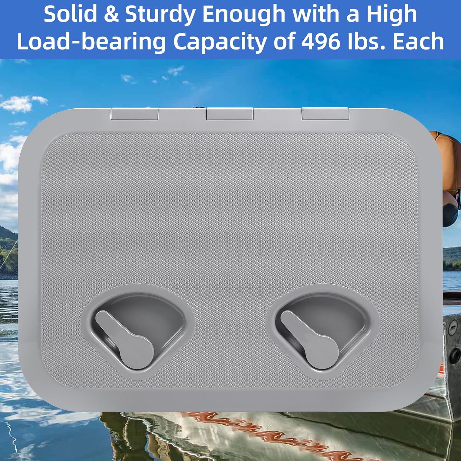 Marine Boat Hatch Deck Cover Lid,Marine Deck Access Hatch & Lid,Black Rectangle Boat Access Door for Bass/John/Fishing/Skiff/Sailboat/Yacht,Waterproof Cover Easy to Install - Image 3