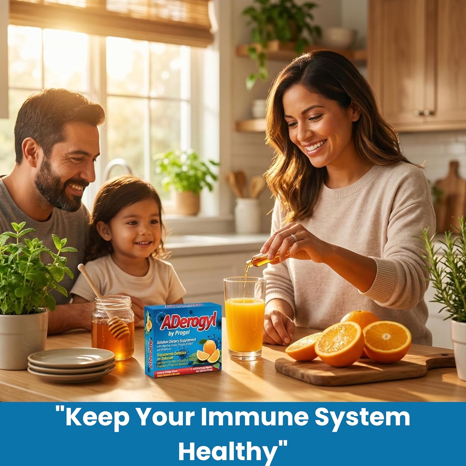 Aderogyl Oral Liquid Vitamins with A, C, D, E, Zinc, Bee Honey, Propolis, and Botanical Extracts with Orange Flavor - Immune Support Supplement - Includes 5 Ampoules - Image 3