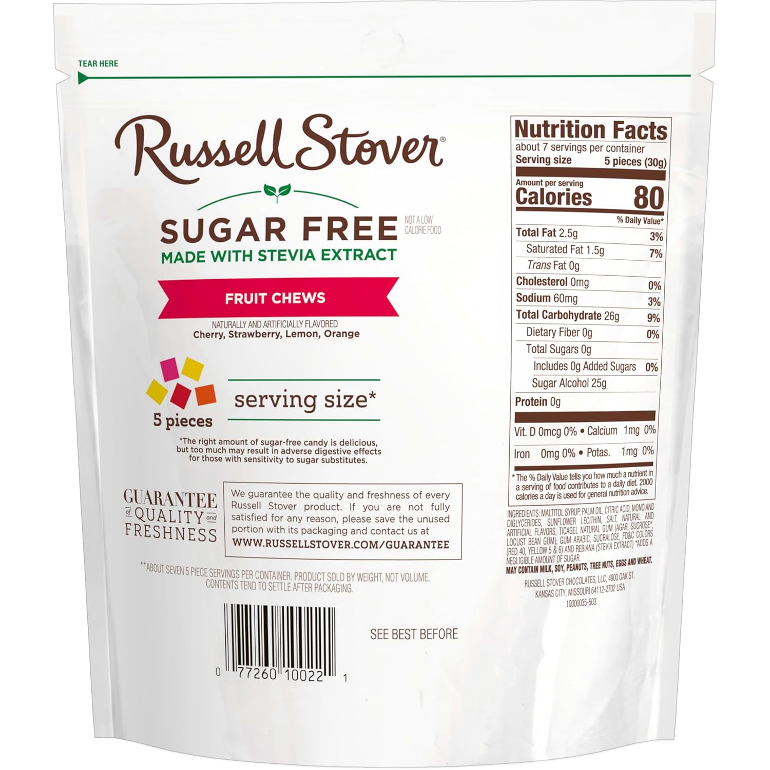 RUSSELL STOVER Sugar Free Fruit Chews Candy, 7.5 oz. bag - Image 3