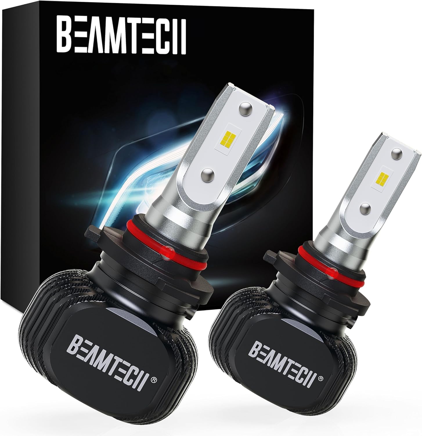 BEAMTECH 9005/HB3 Bulbs, S1 Series Fanless Fog Light 300% Brighter 6500K Xenon White, 2 Bulbs