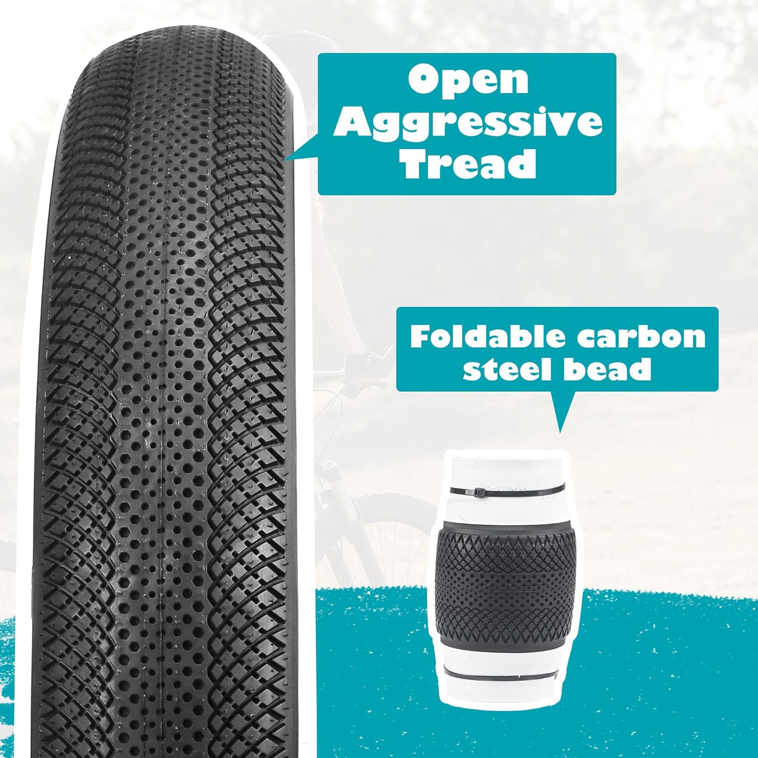 E Bike 20/26x4.0 Fat tire 20 x 4 Fat tire 20x4 Bike tire 1 Pack Heavy Duty High-Performance Wear-Resistant E-Bike Mountain Snow Bike Tire ,Fat Bike Tires,Brown Wall/White Wall/Black - Image 7
