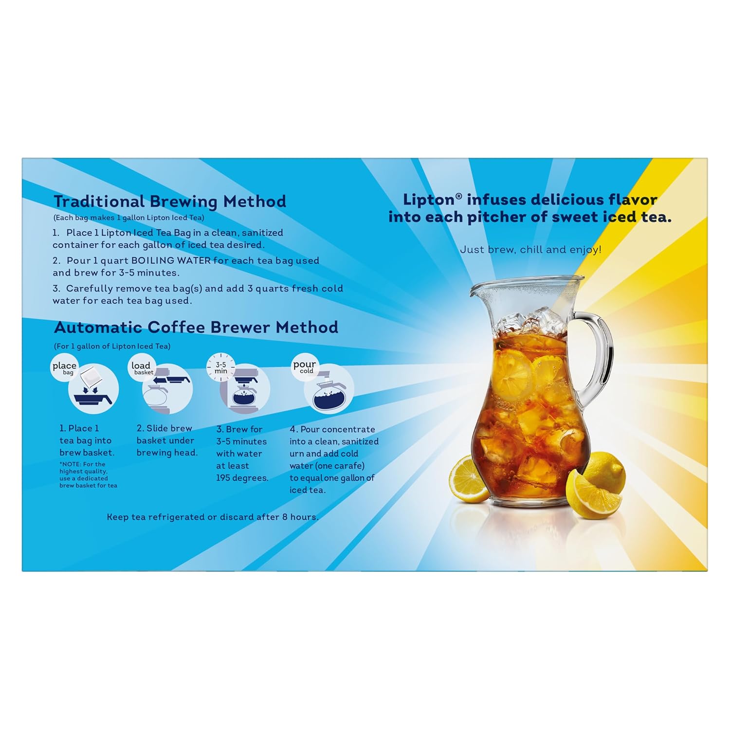 Lipton Southern Sweet Black Tea Bags Gallon Size 22-Count Zero Calories Rainforest Alliance Certified Iced Tea for Hot Brew Cold Drink Family Size Bulk Tea Beverage - Image 6