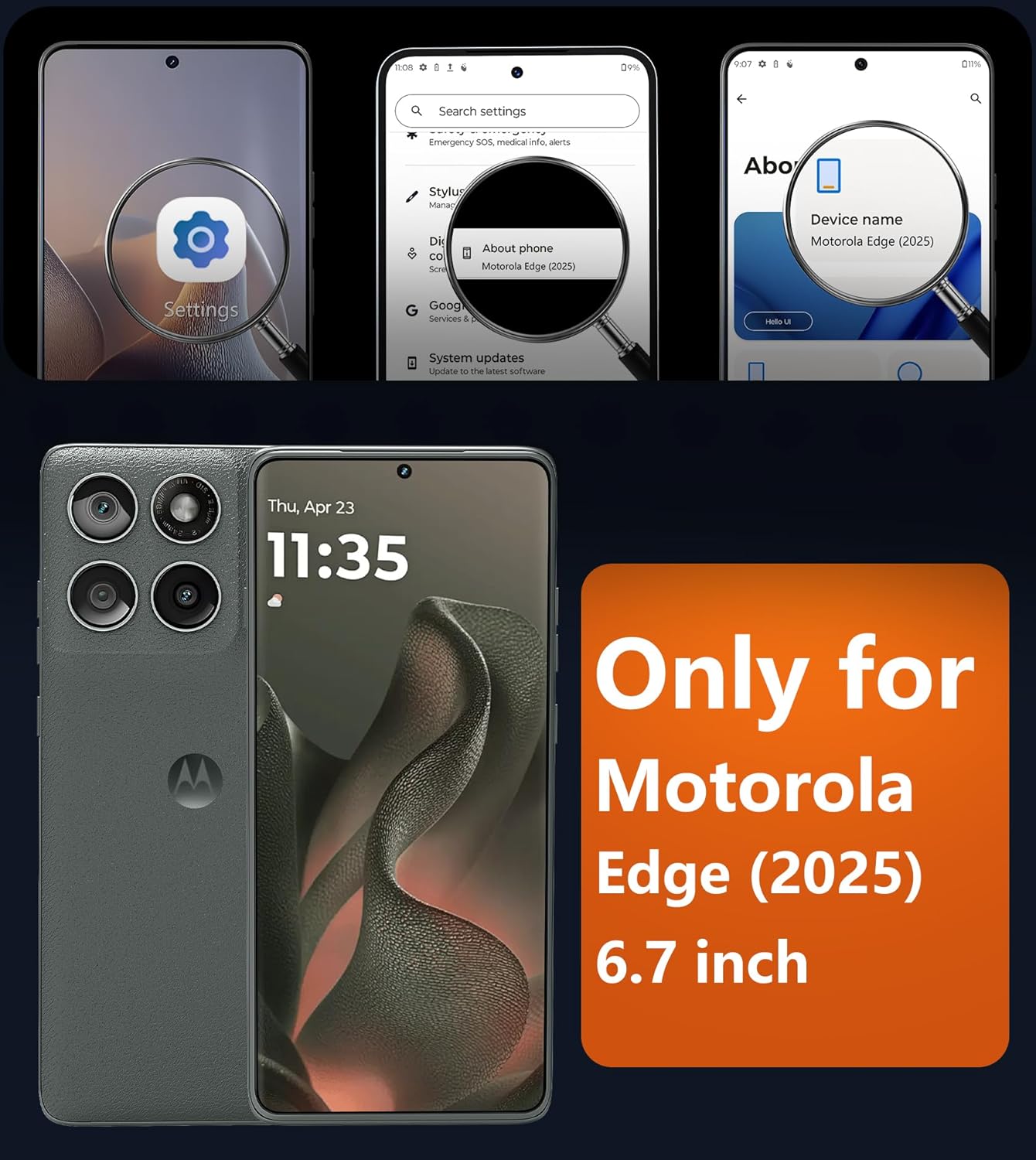 FNTCASE for Motorola Edge-2025 Magnetic Case: Matte Textured Military Grade Drop Protection Translucent Cell Phone Cover - Slim Rugged Durable Shockproof Protective Bumper Phonecase(6.6 inch/Black) - Image 2