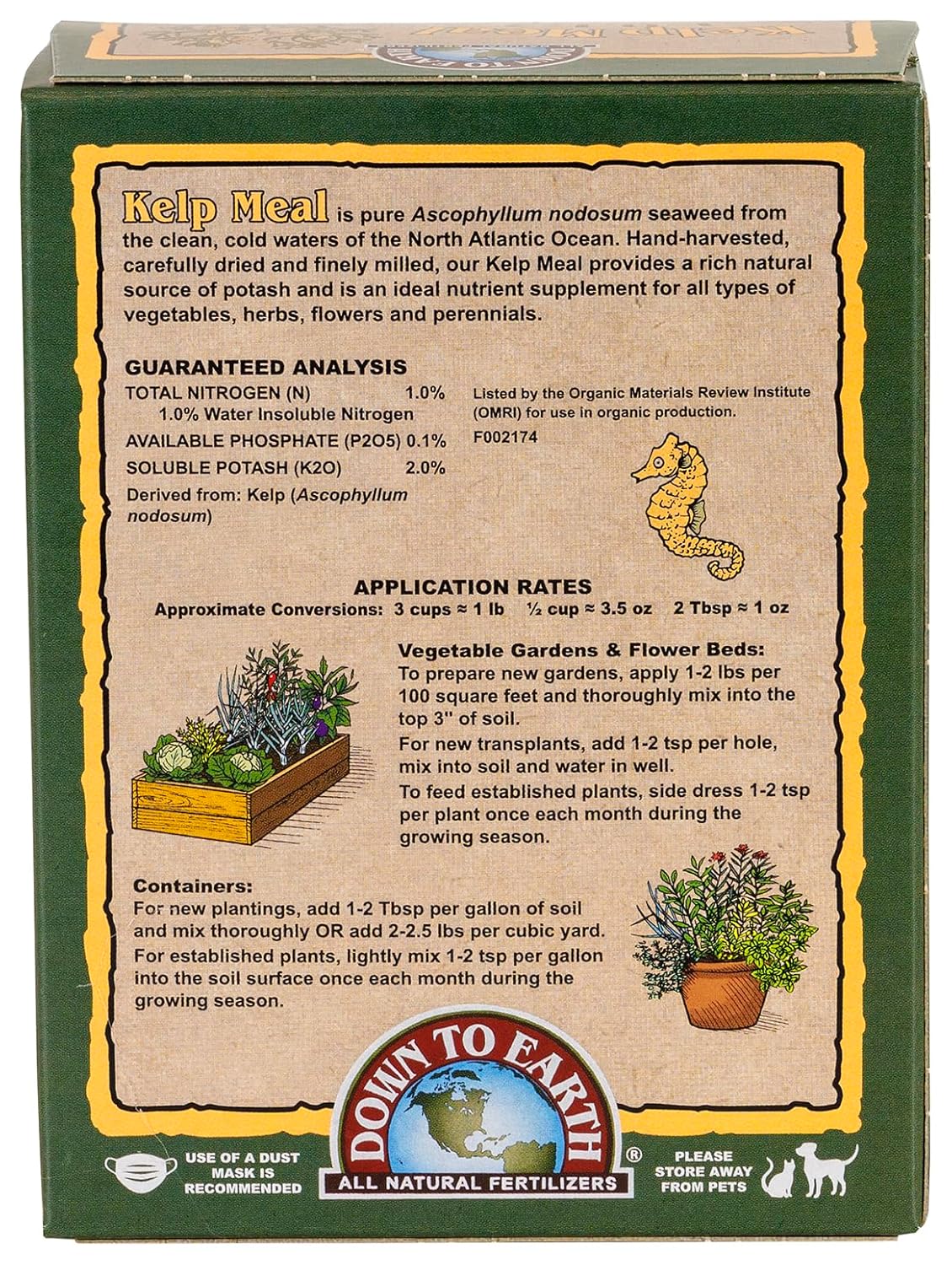 Down To Earth All Natural Fertilizers Organic Kelp Meal - Plant Food with Seaweed (Ascophyllum nodosum), Potassium and Trace Minerals 1-0.1-2, 0.5 lb - Image 2
