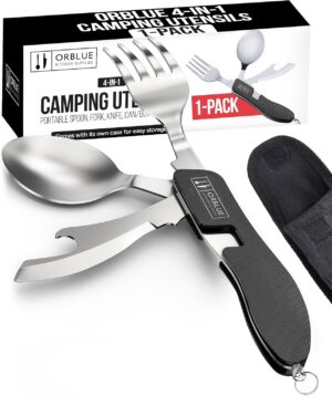 Orblue 4-in-1 Camping Utensils, 1-P...