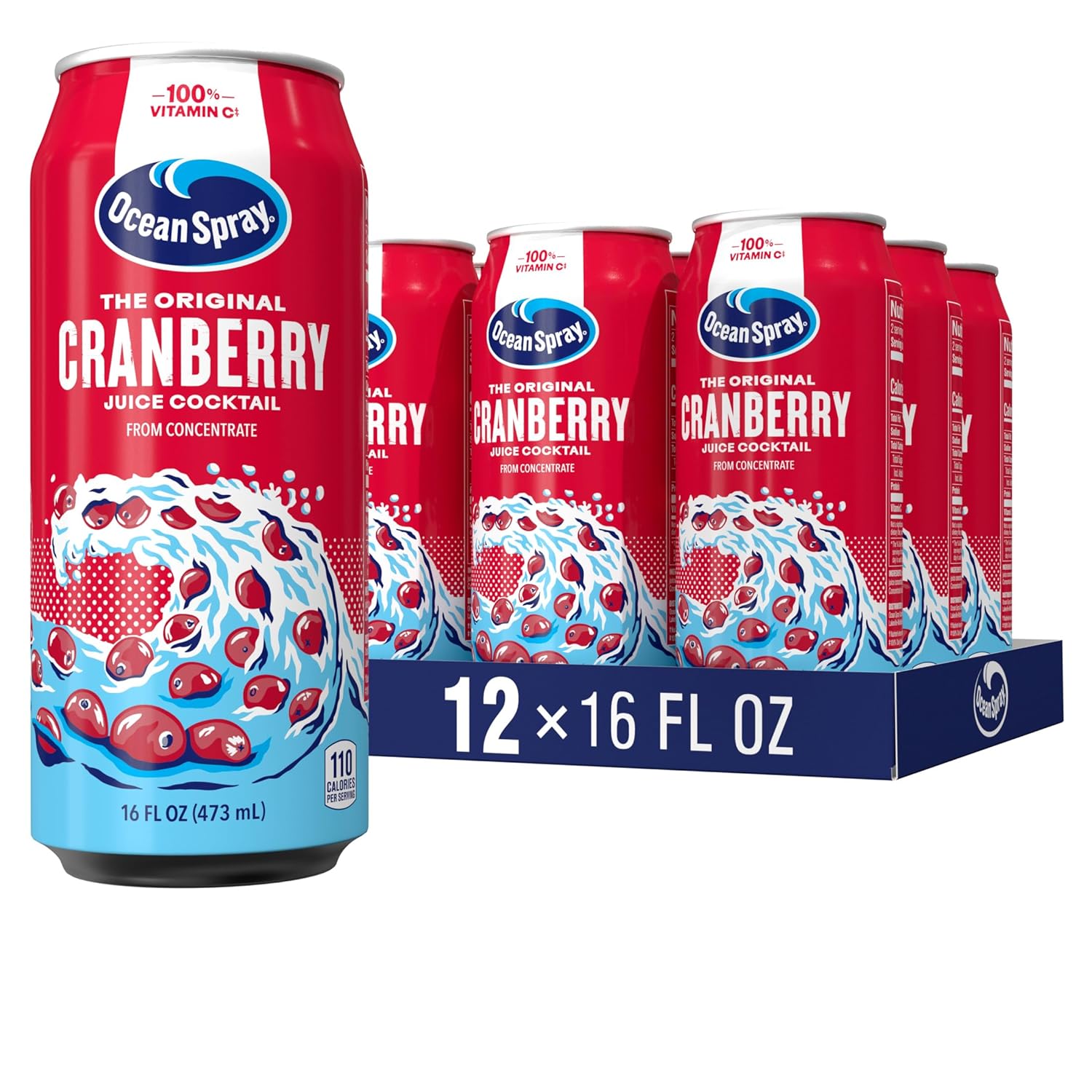 Ocean Spray® Cranberry Juice Cocktail Juice Drink, 16oz can (12 Pack)