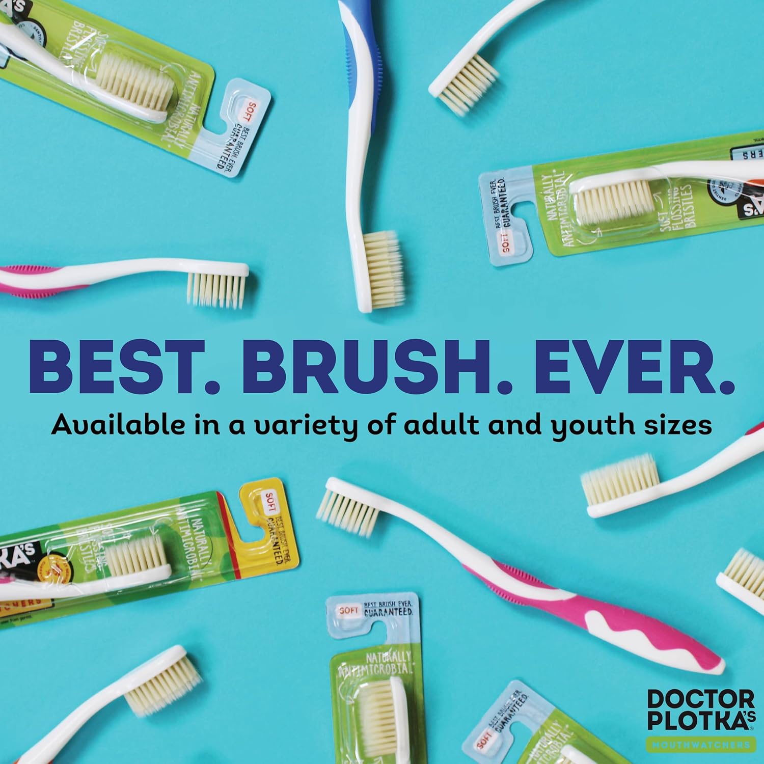 MOUTHWATCHERS Dr Plotkas Soft Bristle Flossing Toothbrush Manual Soft Toothbrush for Adults, Ultra Clean, Good for Sensitive Teeth and Gums, Variety 4 Pack, Colors May Vary - Image 5