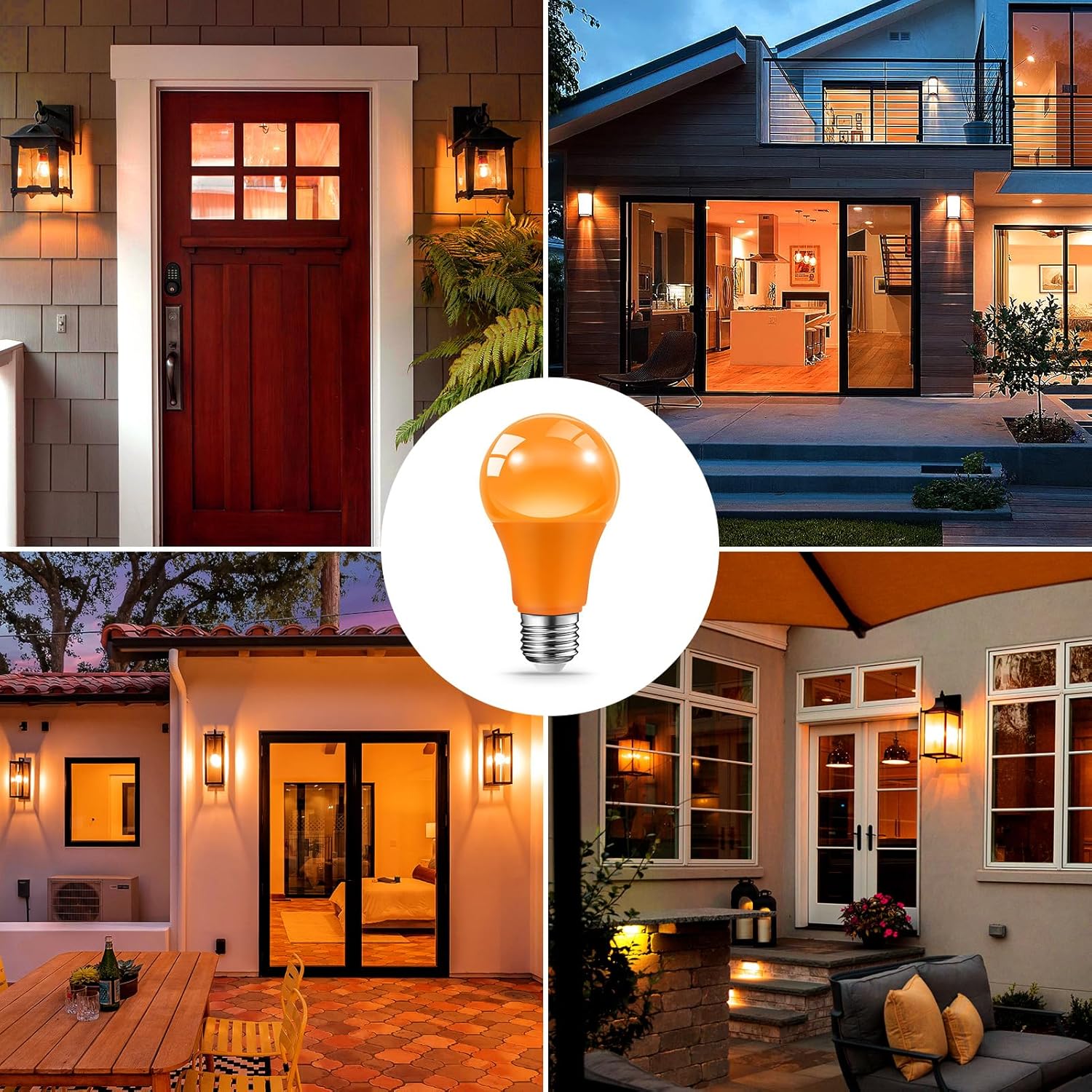 JAHEKS Orange Light Bulbs for Outdoor Porch, 9W(60W Equivalent) E26 Base LED Orange Bulb for Halloween Christmas Wedding,Party,Bar,Holiday Lighting,Home Decor, 2-Pack - Image 5