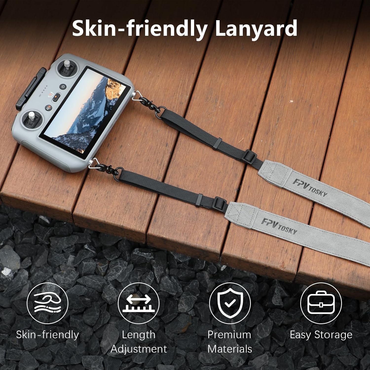 FPVtosky Lanyard for DJI RC 2 & RC & RC Pro 2, RC Neck Strap, Soft Leather Compatible with DJI Remote Controller Accessories - Image 3