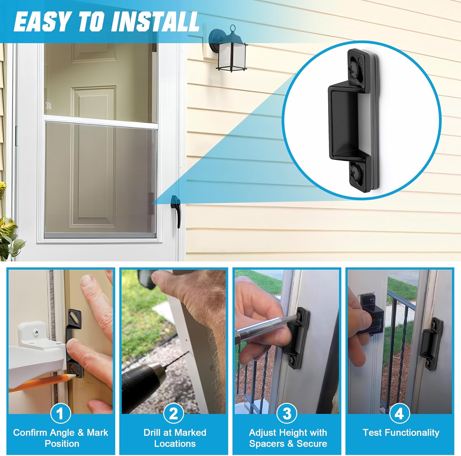 Screen Door Latch Replacement Kit Compatible with Prime-Line K 5148 1-11/16 in. Zinc Diecast Constructed Strike Plate Assortment for Storm and Screen Door Hardware(6,Black) - Image 6