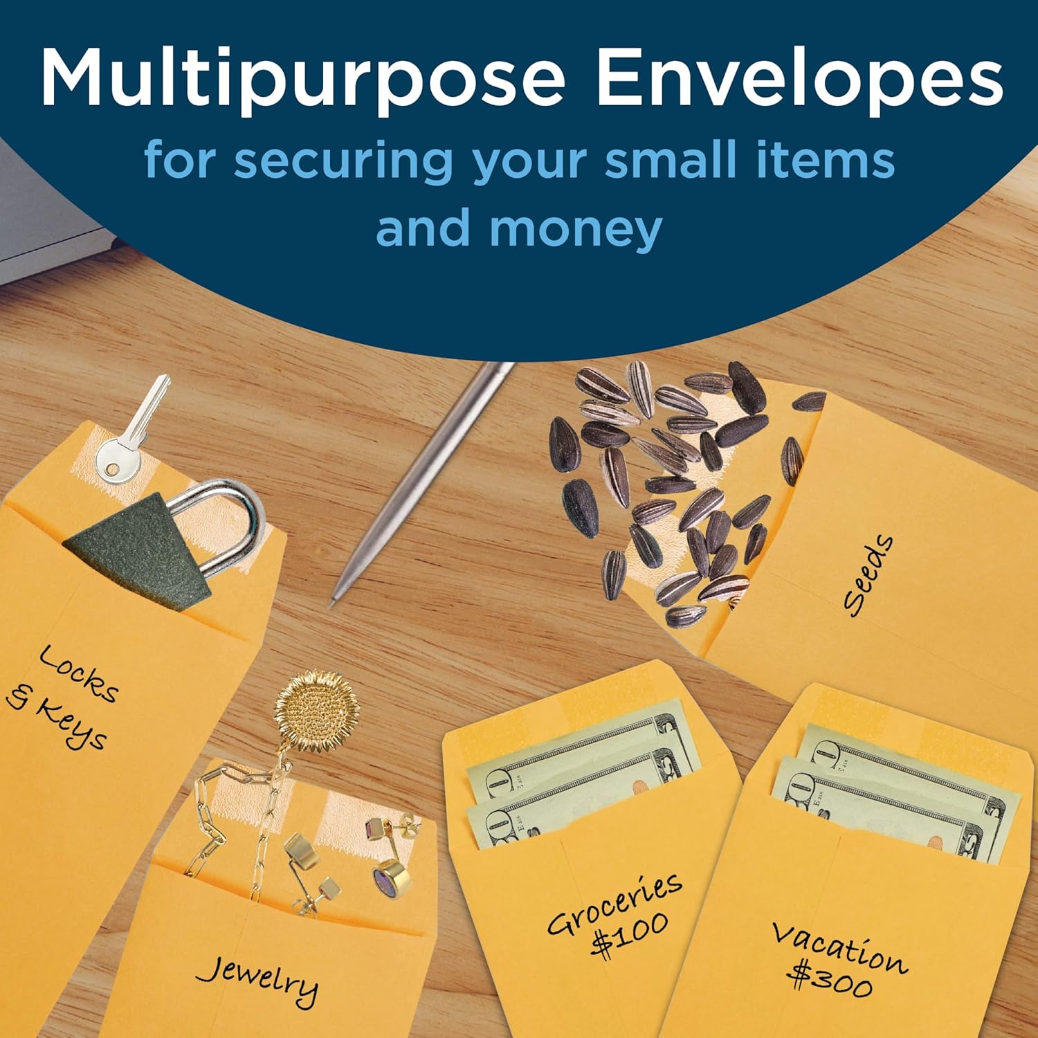 Guardian #7 Paper Coin Envelopes - Made in America with Gummed Flaps, Pack of 500 Blank Cash Envelopes for Coins, Receipts, Seeds, Small Parts Storage, and More, 3 ½ x 6 ½ Inches, Brown - Image 4