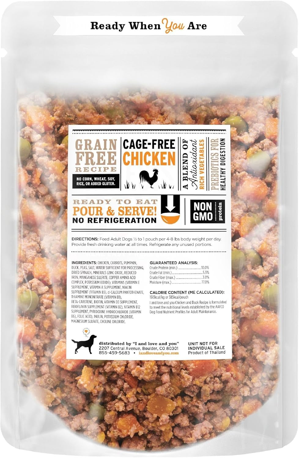 I AND LOVE AND YOU Irresist-a-Bowls Freeze Dried Dog Food - Chicken + Duck- Prebiotics, Grain Free, Filler Free, Meal Enchancer, 9oz Pouch, 4pk - Image 2
