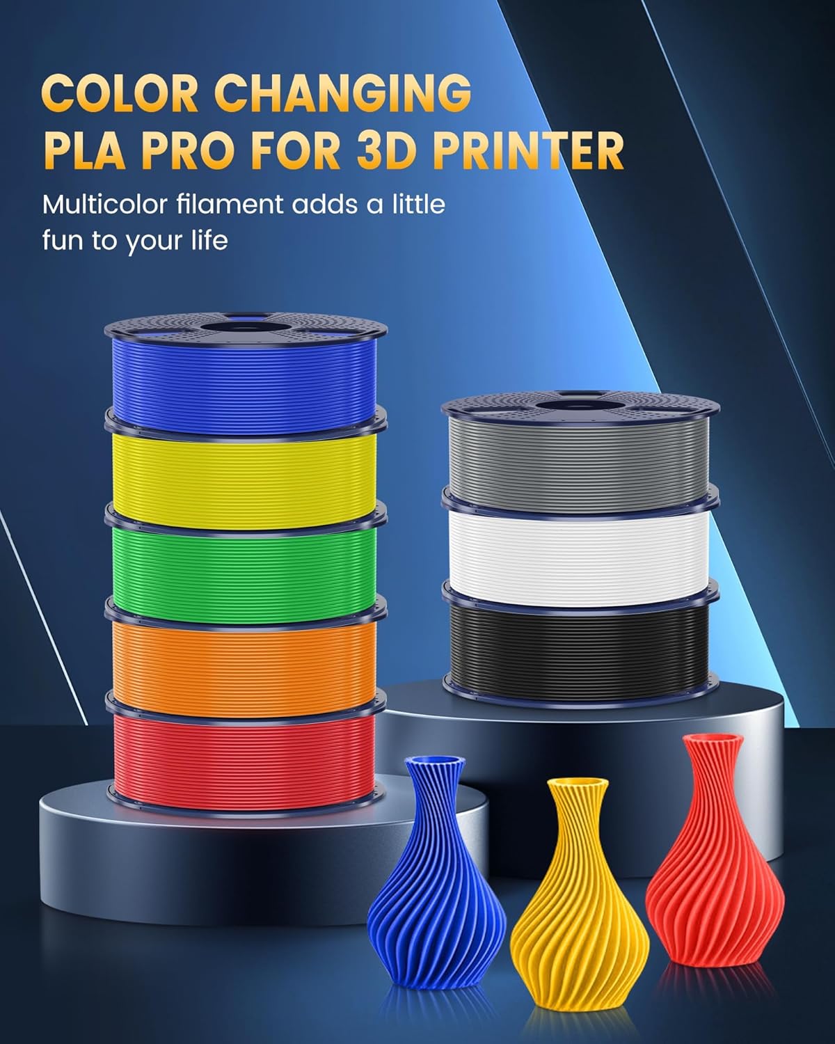 SUNLU PLA+2.0 3D Printer Filament Bundle, 4KG Upgrade PLA+ Filament 1.75mm, Tougher and Stronger, Dimensional Accuracy +/-0.02mm, 1KG per Spool, 4 Packs, 4KG Total, Black+White+Klein Blue+Red - Image 7
