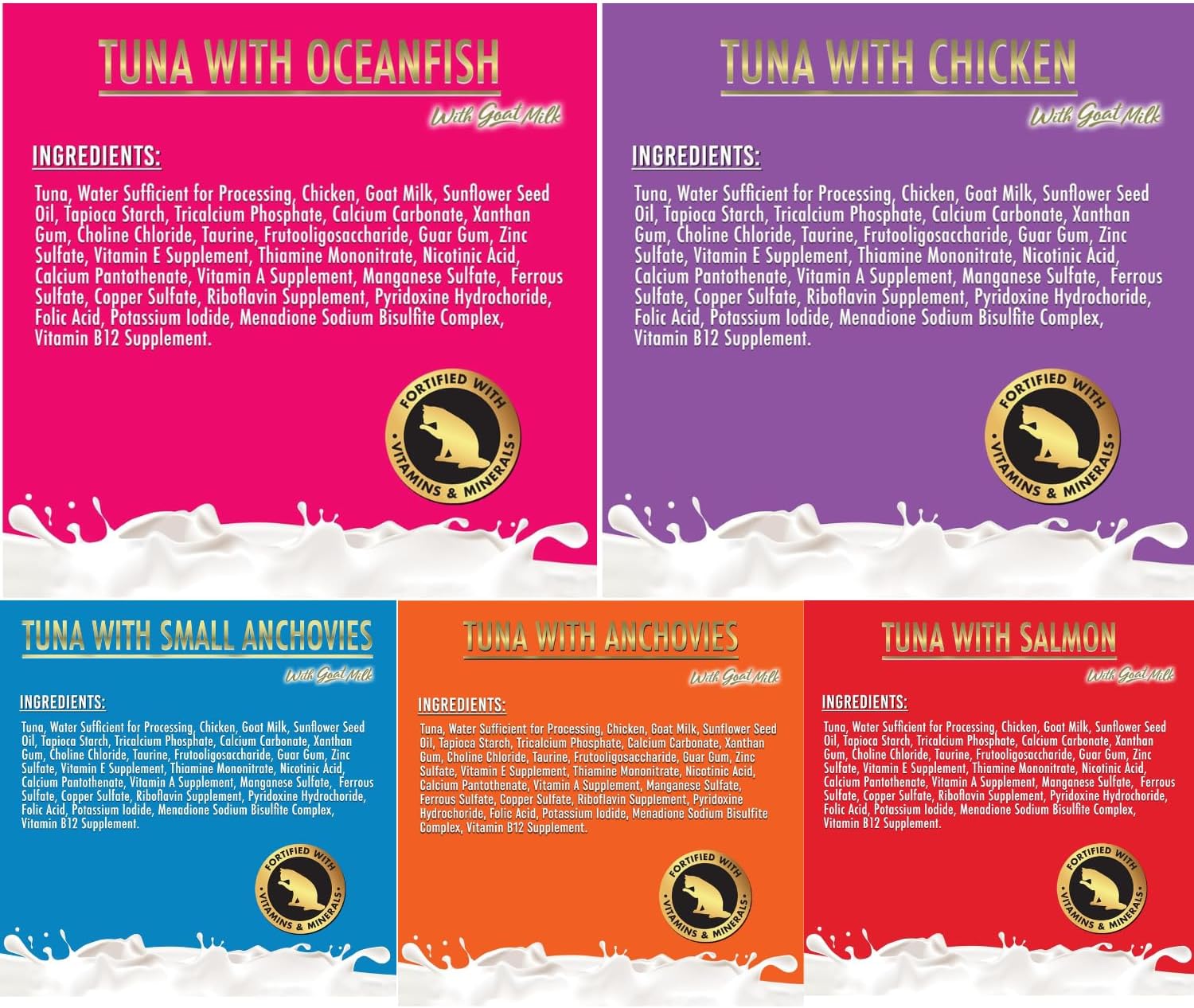 Fussie Cat Super Premium Canned Wet Cat Food in Goat Milk Gravy -2.47 oz Sized Cans - Variety Pack of 5 Flavors -2 Each (10 Cans Total) Plus lid - Image 2
