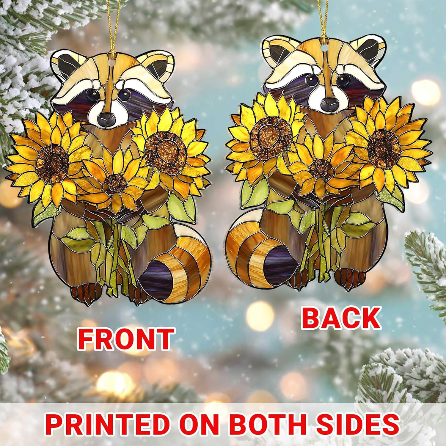 2D Flat Christmas Raccoon Acrylic Ornament, Raccoon Ornaments, Raccoon Christmas Ornaments, Raccoon Christmas Ornaments, Racoon Ornaments for Christmas Tree, Raccoon Ornament, Exchange Gift - Image 4