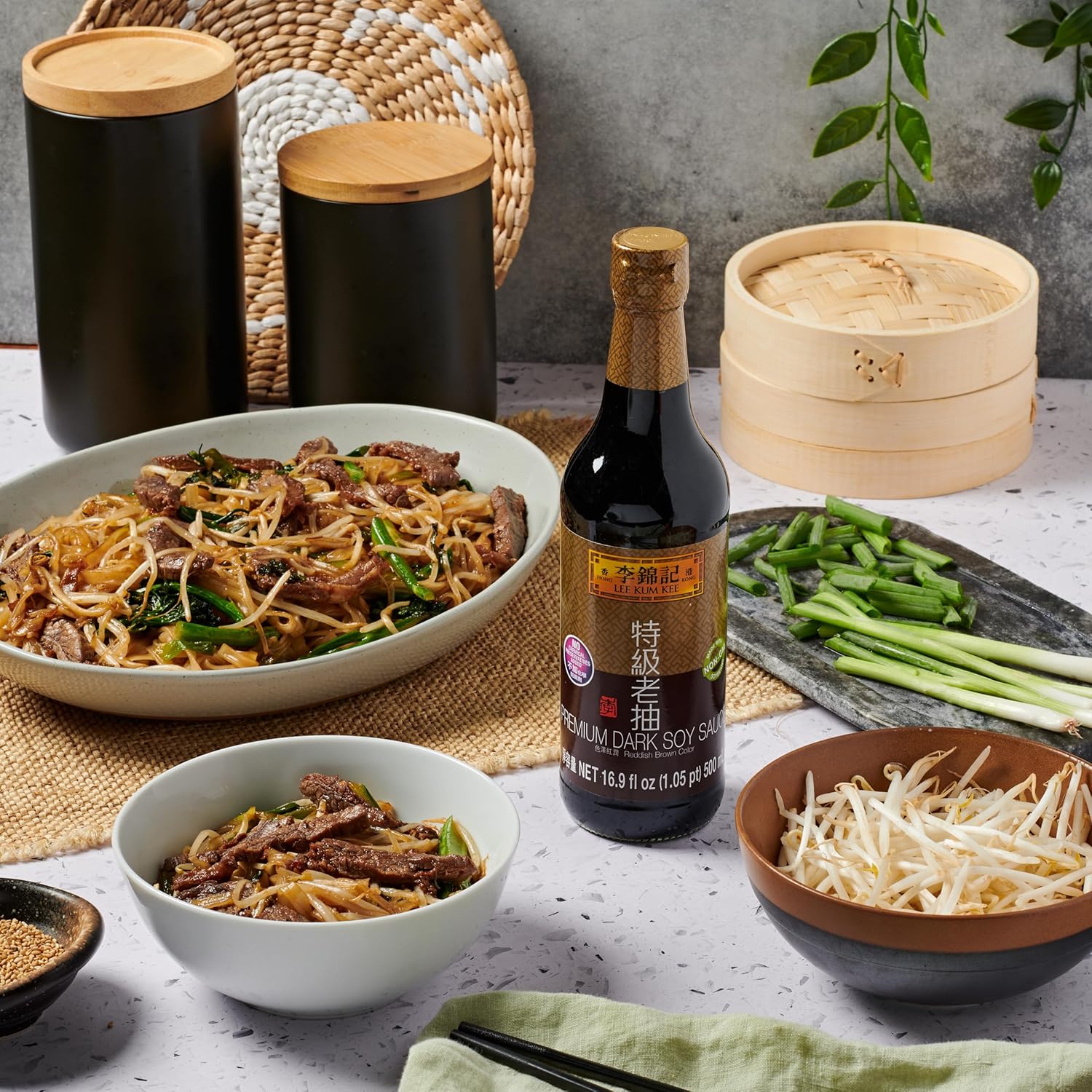 Lee Kum Kee Premium Dark Soy Sauce (16.9 oz - 1 Pack), Full-Bodied Naturally Brewed Soy Sauce, Non GMO Soybeans, Vegan, No MSG, Best for Adding Natural Colors to Stews, Gravies, Braised Dishes & Stir-Fried Noodles - Image 9
