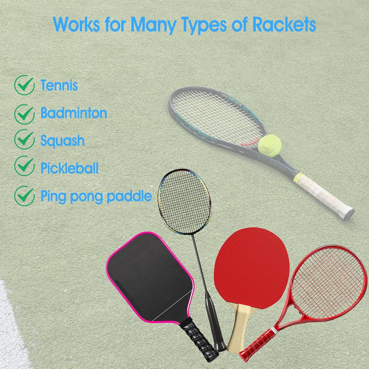Jeffdad 6 Pack Tennis Racket Grip Tape, Precut and Dry Feel Anti Slip Tennis Grip Tape Absorbent Tennis Grips for Tennis, Pickleball, Badminton Rackets - Image 6