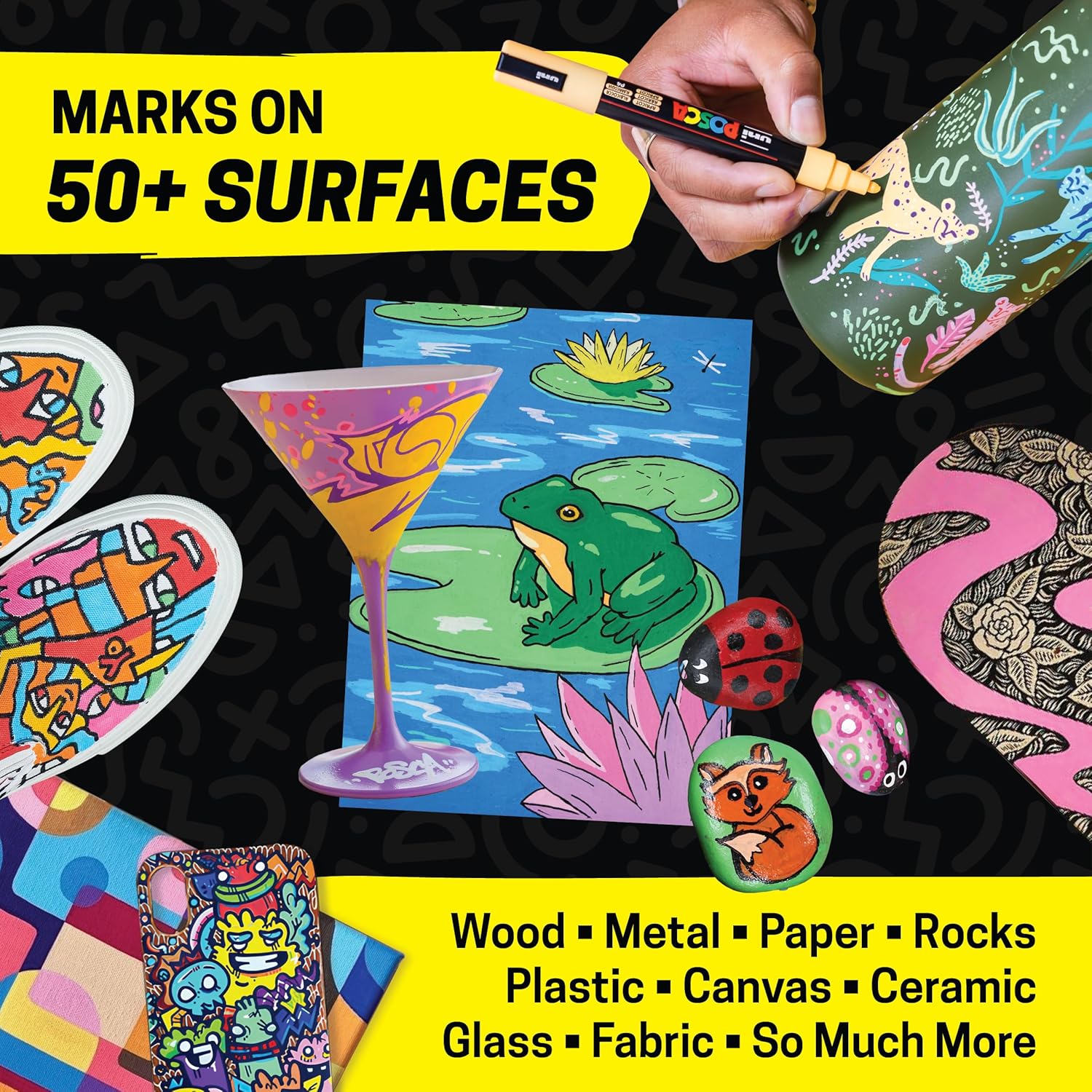 Posca Paint Art Markers, Set of 15 5M Medium Acrylic Markers with Reversible Tips, Artist Recommended Paint Pens for Gifts, Decorations, Fabric, Metal, Windows, Wood and Canvas - Image 3