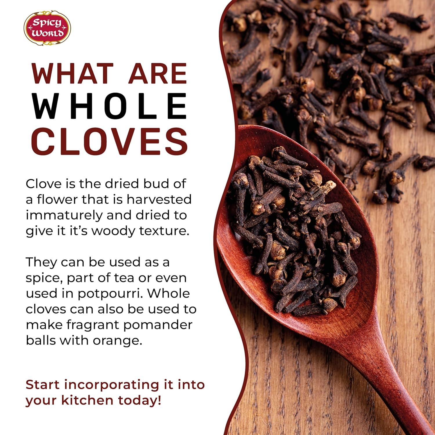 Cloves Whole Bulk 14 Oz Bag - Pure, Non-GMO, Premium Hand Picked Quality - Great for Foods, Clove Tea, Clove Pomander Balls & Potpourri - Aromatic & Richly Flavored Cloves Whole by Spicy World - Image 4