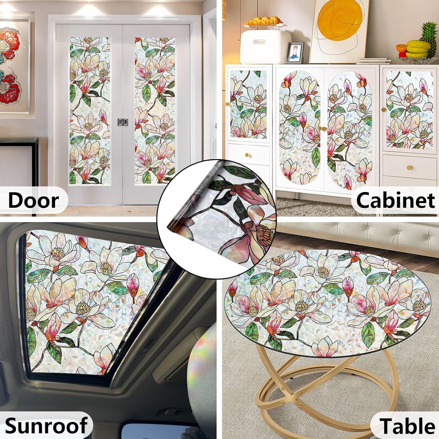 Window Privacy Film Stained Glass Window Film Decorative, Static Cling Rainbow Window Cling, Heat Control Non-Adhesive for Bathroom Home Door 17.5" x 78.7" - Image 6