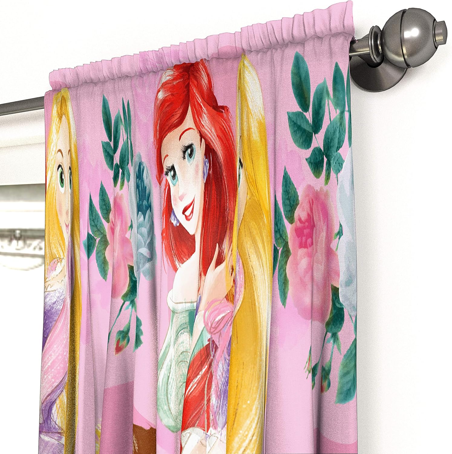 Jay Franco Disney Princess Sassy 63" Inch Drapes 4 Piece Set - Beautiful Room Décor & Easy Set Up, Bedding Features Cinderella & Belle - Window Curtains Include 2 Panels & 2 Tiebacks - Image 5