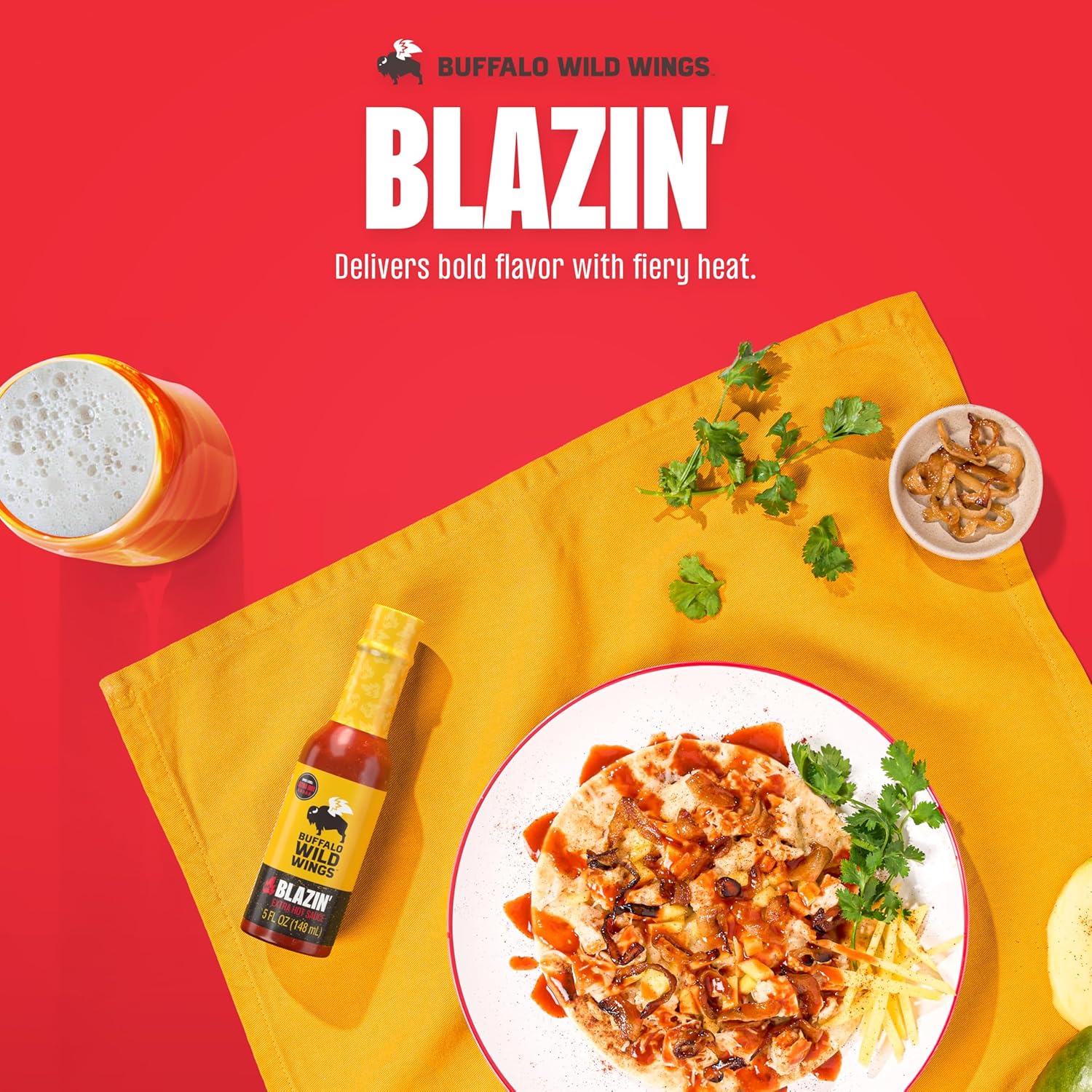 Buffalo Wild Wings Blazin' Hot Sauce, 5 fl oz, Extra Hot Dipping Sauce, Marinade and Seasoning for Chicken Wings and Pork Ribs, Made with Spicy Cayenne and Scorpion Peppers - Image 5