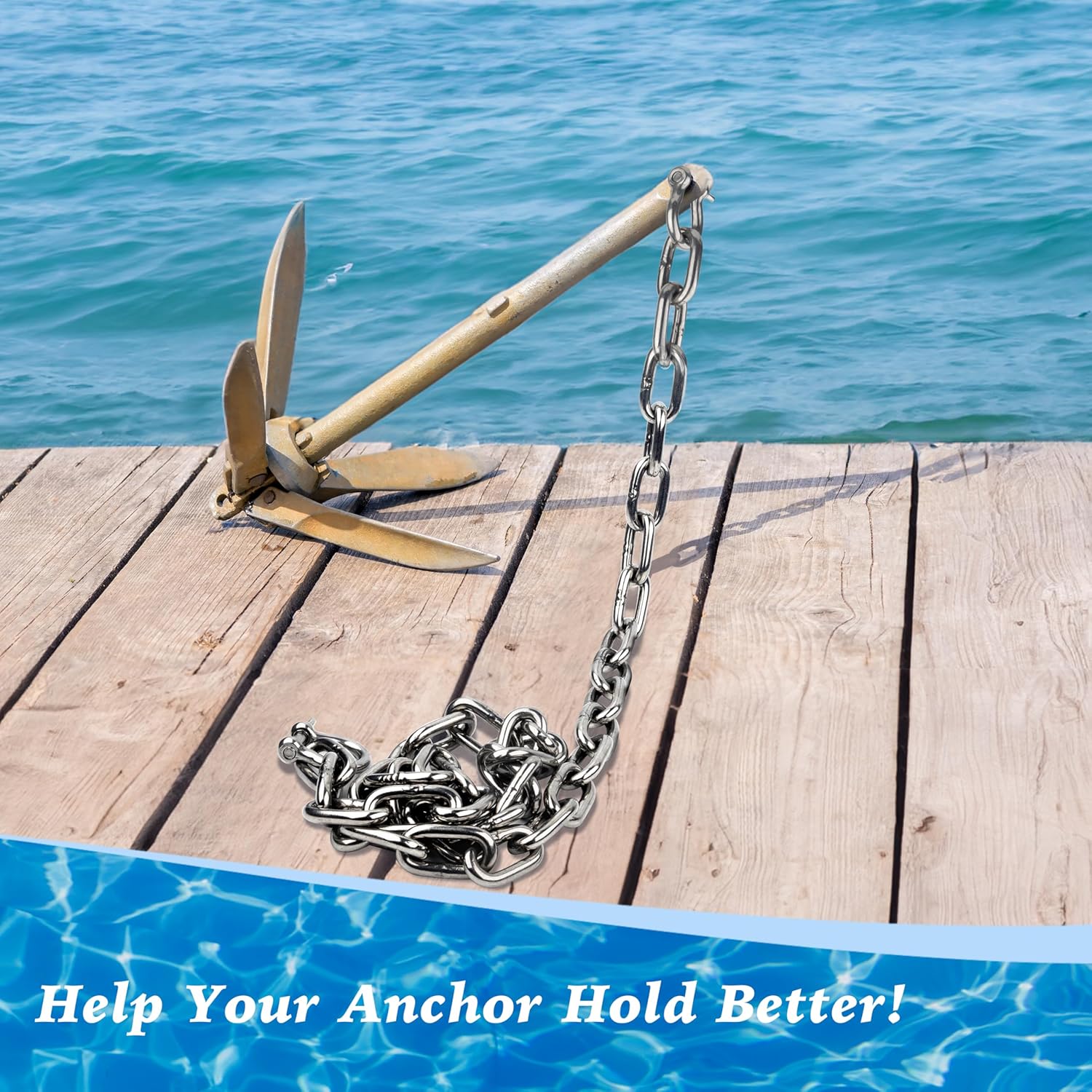 itayak Boat Anchor Chain, 316 Stainless Steel Marine Grade Anchor Lead Chain with Dual 5/16 Inch Lock Ring Shackles for Boats, Works with Different Anchors - Image 6