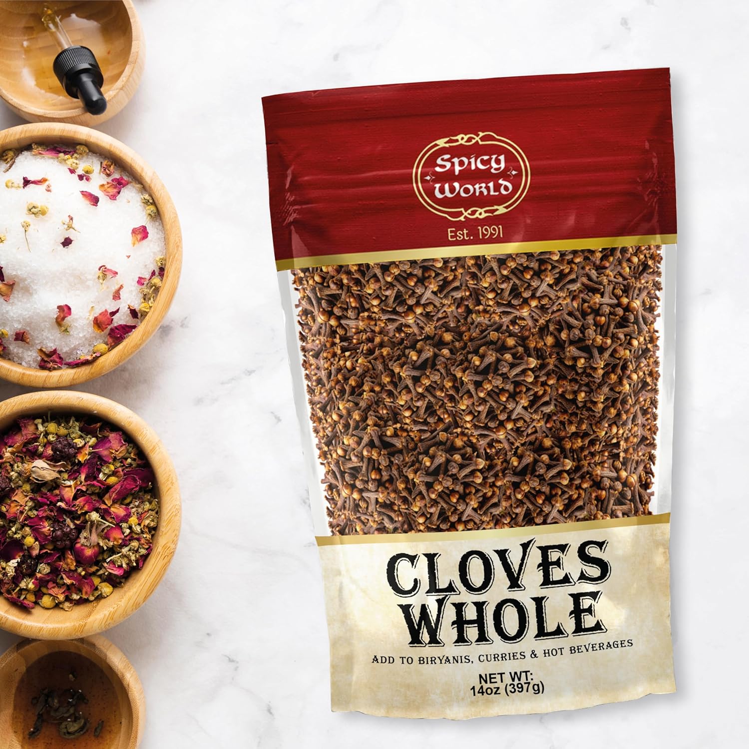 Cloves Whole Bulk 14 Oz Bag - Pure, Non-GMO, Premium Hand Picked Quality - Great for Foods, Clove Tea, Clove Pomander Balls & Potpourri - Aromatic & Richly Flavored Cloves Whole by Spicy World - Image 6