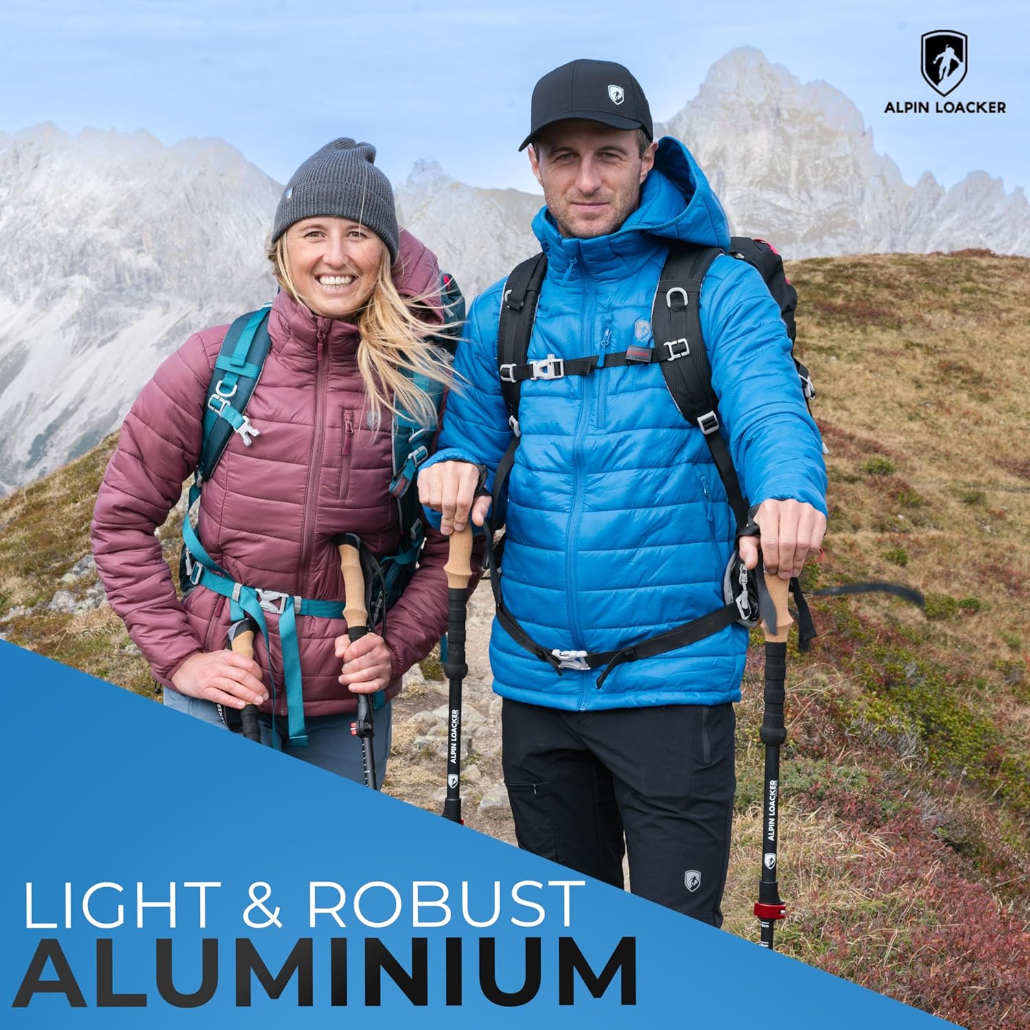ALPIN LOACKER Collapsible Trekking Poles for Hiking I Carbon or Aluminum Hiking Poles Ultra Lightweight I Adjustable Trekking Poles for Women and Men with Cork Grip - Image 2