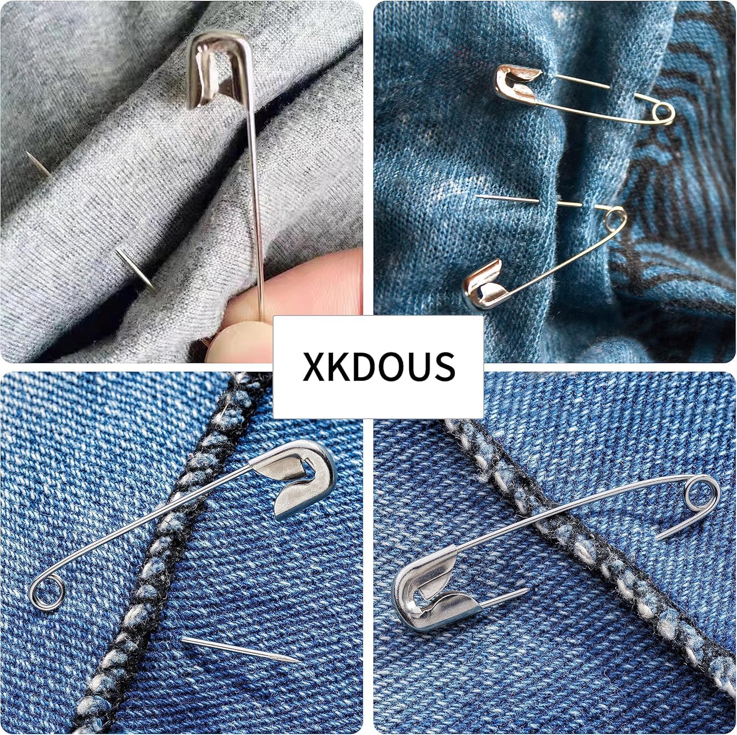 XKDOUS 2.2 Inch Large Safety Pins 200 Pcs Silver Pins Bulk Heavy Duty for Clothes, Sewing, Craft - Image 6