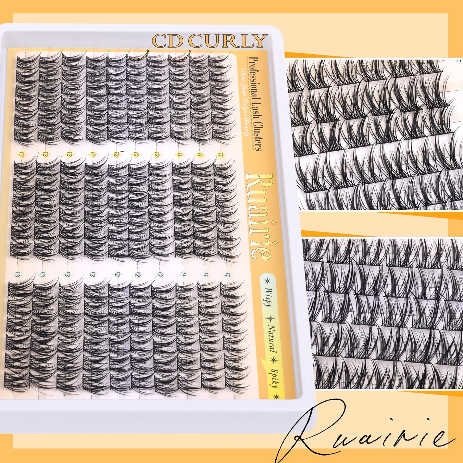 Manga Lash Clusters Kit Natural Eyelash Clusters Kit Wispy Lash Extensions 180pcs Spiky Cluster Eyelash Extensions C Curly 11-13mm Eyelash Extension Kit with Bond, Seal and Tweezers by Ruairie - Image 7