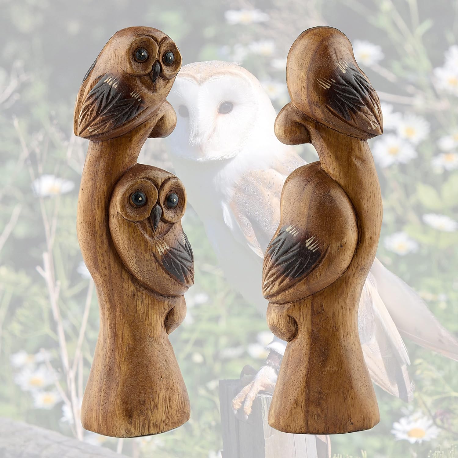 Tapeera Owl Decor - Owl Gifts for Women and Owl Lovers - Decorative Owl Figurines - Wood Owl Statue Figure - Cute Owl Decorations for Home Kitchen Bathroom Bedroom - Owl Sculpture - Mini Owl Ornament - Image 3
