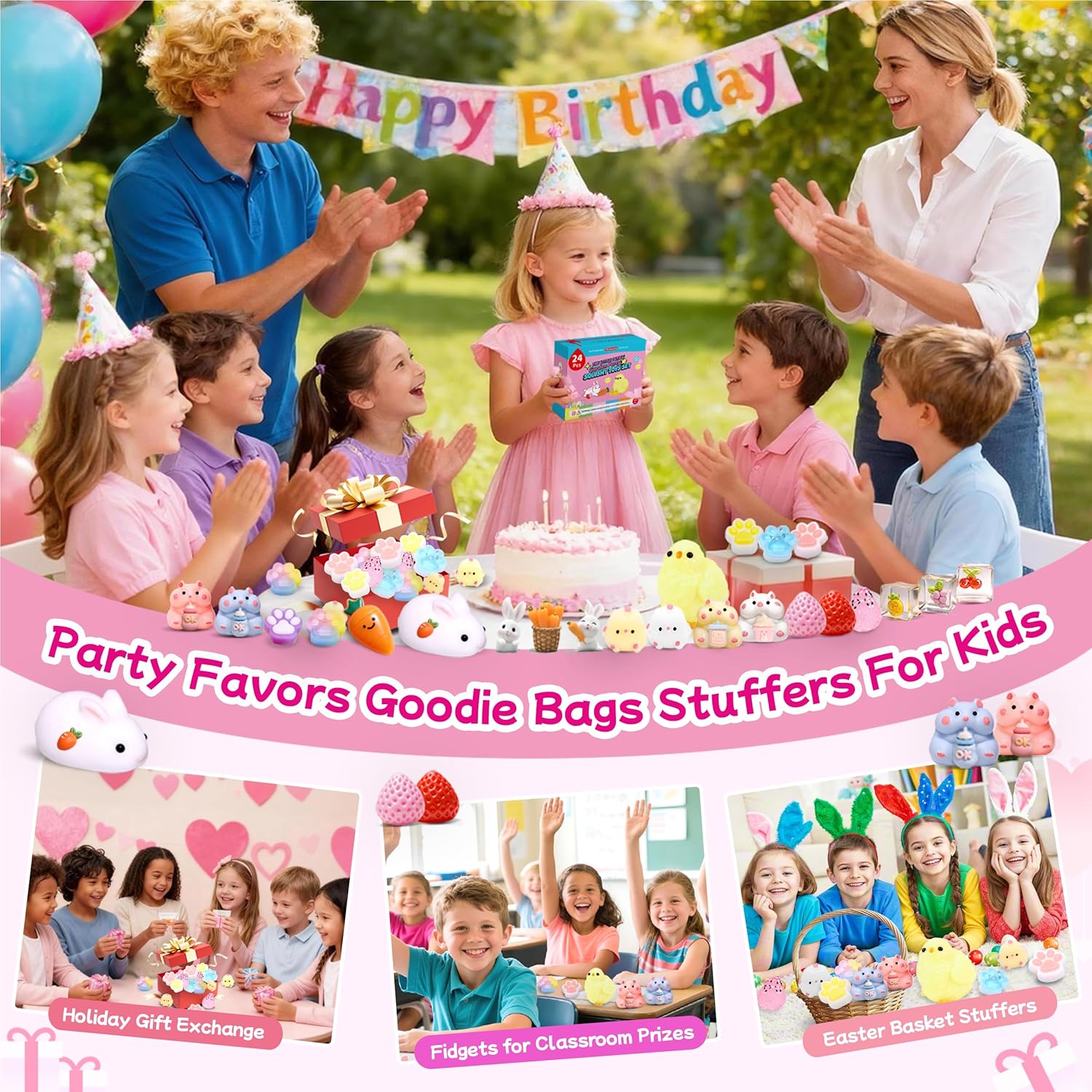 24Pack Taba Squishy Toys kit - Squishy Fidget Toys Party Favors for Kids 8-12-Kawaii Squishies Squeeze Toys for Girls 8-10,6 7 8 9 10 11 12 Year Old Girl Birthday Gifts Fidgets for Kids Classroom - Image 7