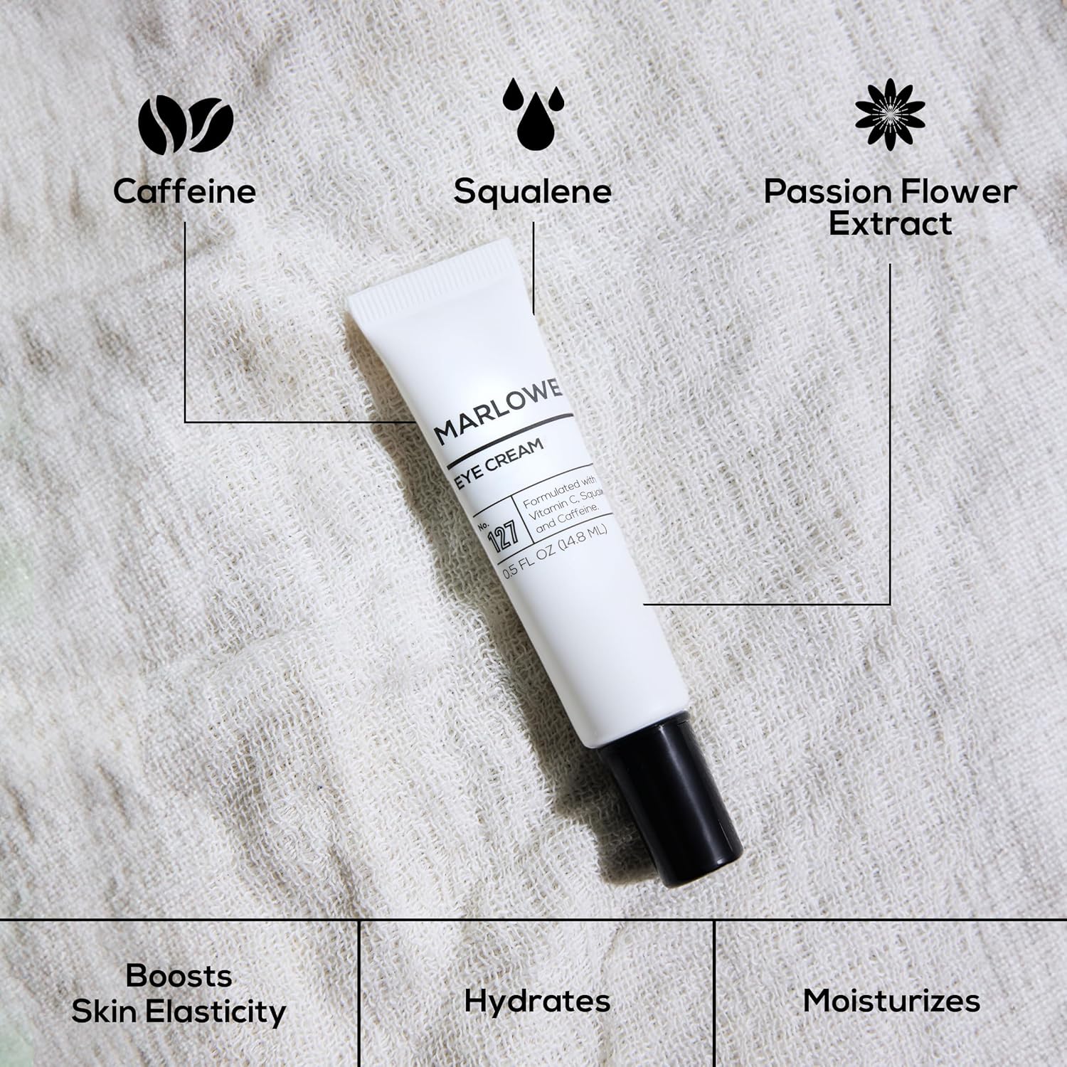 MARLOWE. Eye Cream for Dark Circles and Puffiness, 0.5 oz, Moisturizing, Revitalizing Men's Under Eye Skin Care, Brightens Skin, Clean, Vegan Formula, Vitamin C, Caffeine & Squalane, Fragrance Free - Image 3