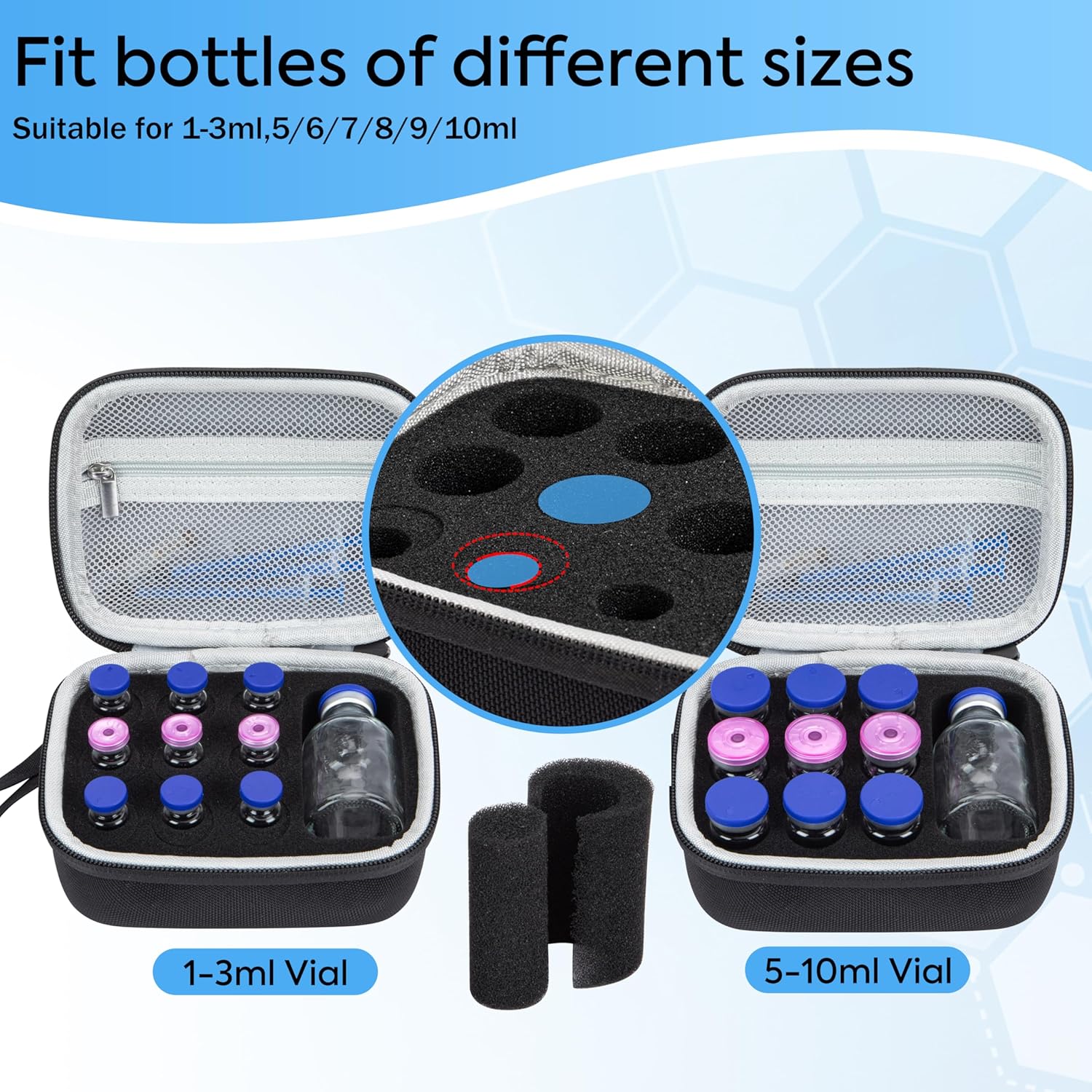 10 Slots Insulin Vial Protector Case, Insulin Vial Organizer Bag for Diabetics Standard 1ml 3ml 5ml 10ml and 30ml Vials - Image 4