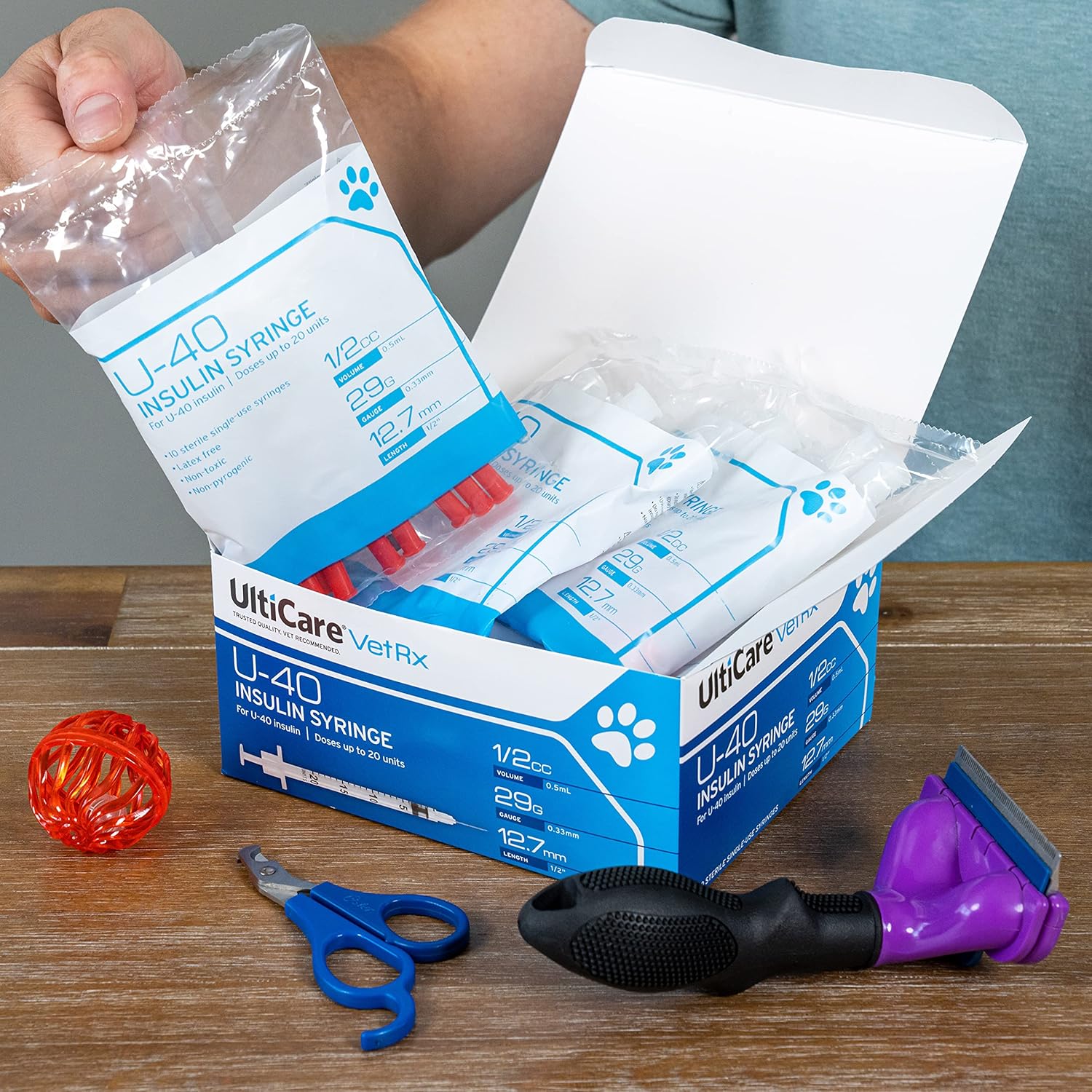 UltiCare VetRx U-40 1/2cc Pet Insulin Syringes - 1/2cc, 29G x 1/2’’, 100 ct, Comfortable & Accurate Dosing, Compatible with Any U-40 Strength Insulin - Image 3