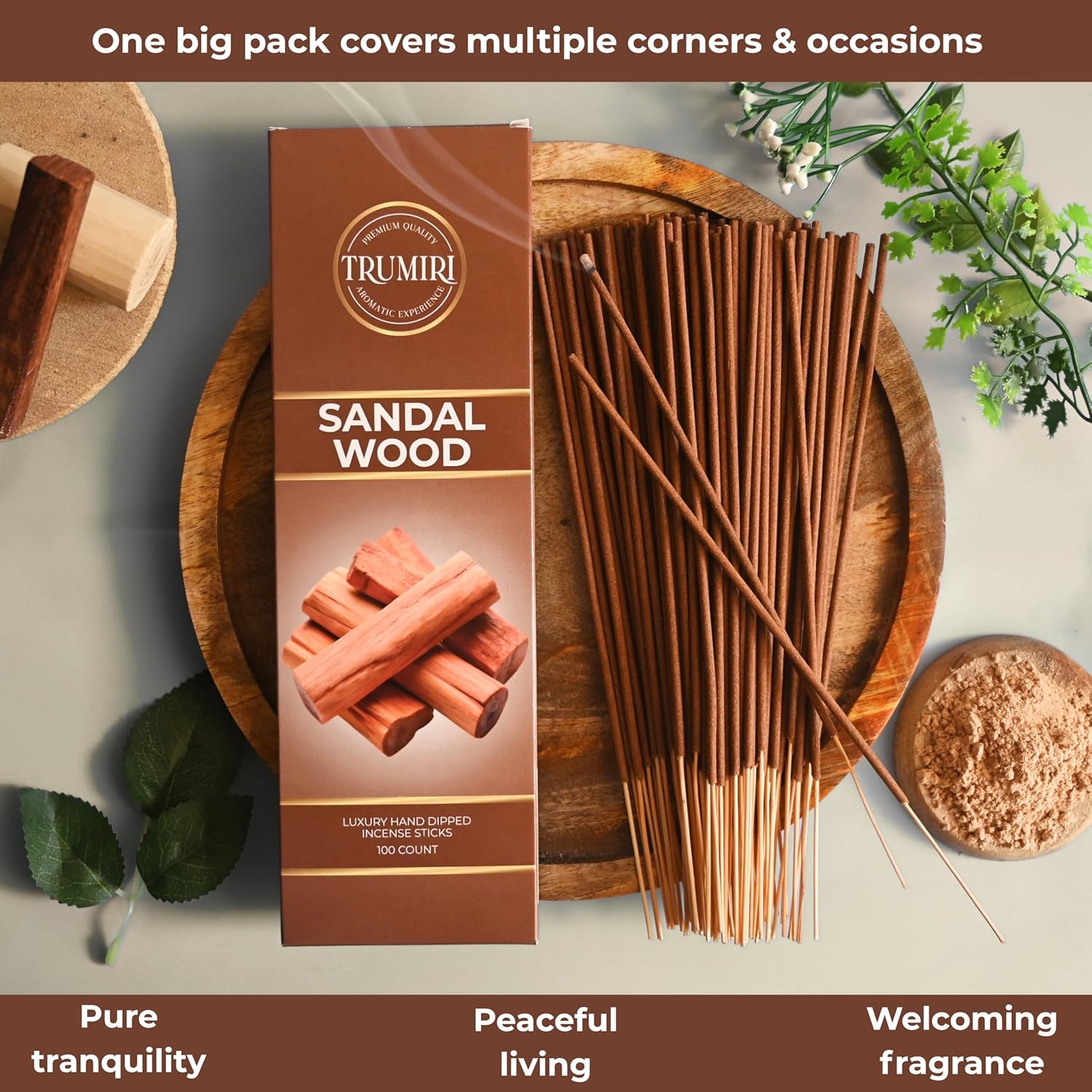 Sandalwood Incense Sticks - Pack of 100 Insence-Sticks - Made with Natural Incienso De Sandalo - Non Toxic Inscents Indian Spiritual Agarbatti Insense - Image 2