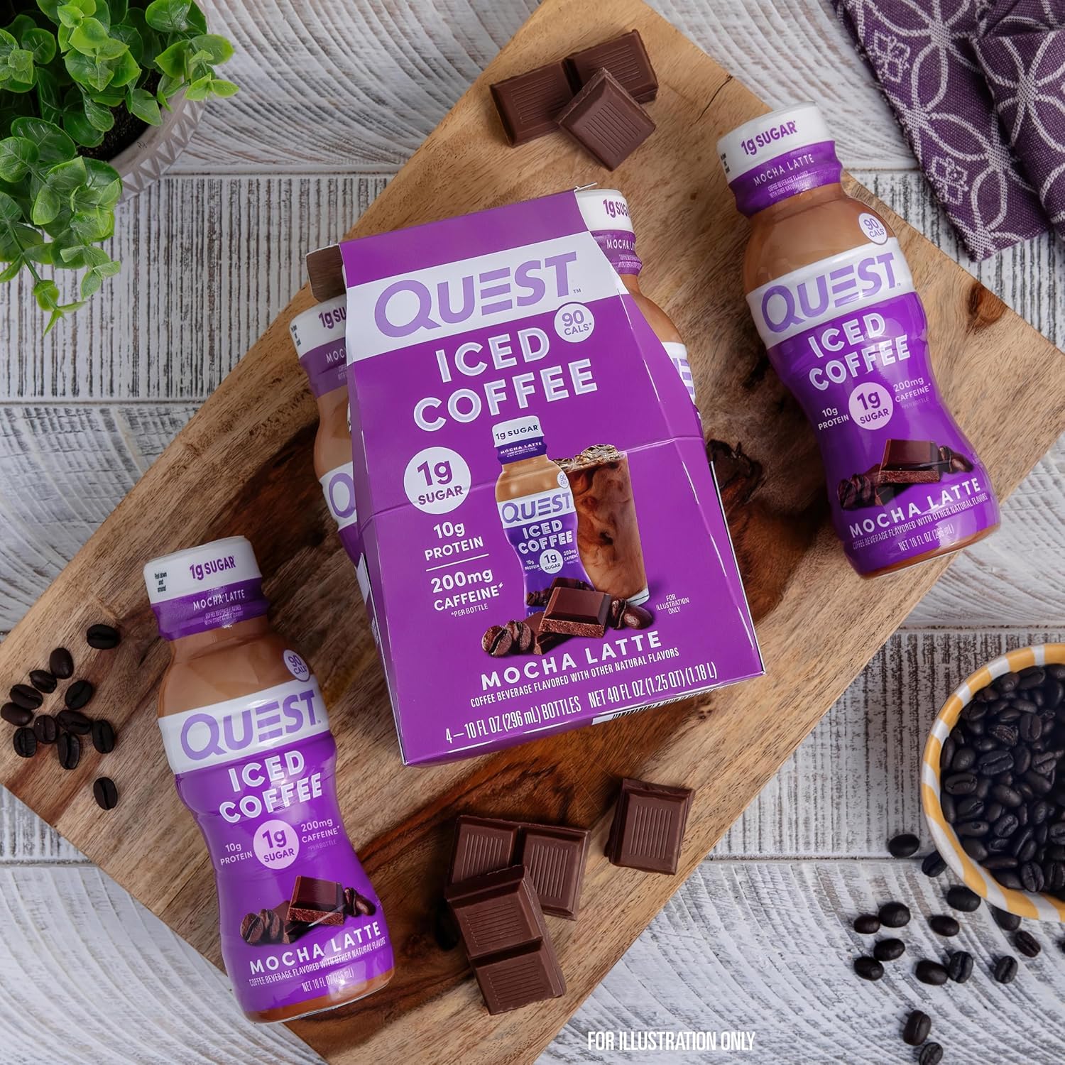 Quest Nutrition Iced Coffee, Mocha Latte, 1g of Sugar, 10g of Protein, 90 calories, 200mg of caffeine, 4 Count - Image 8
