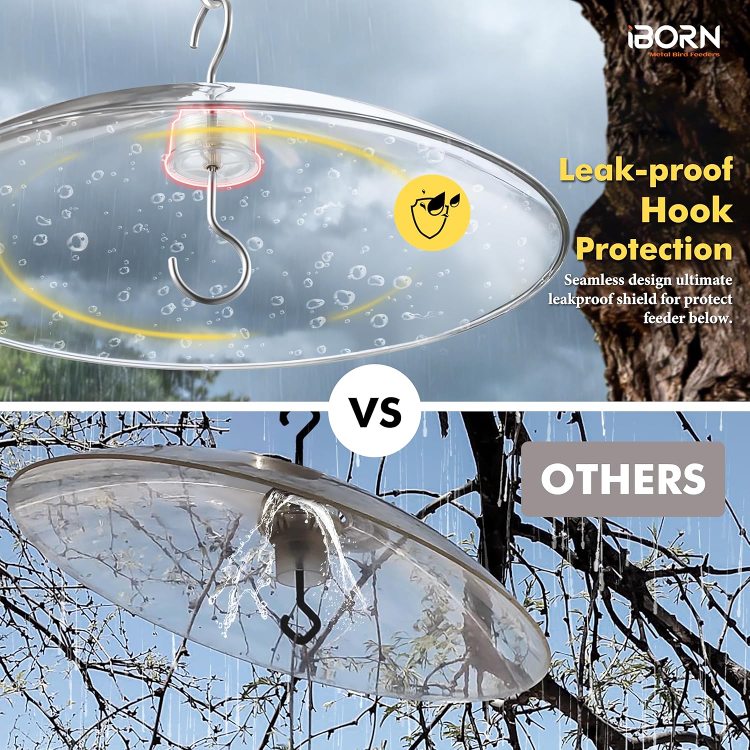 iBorn Baffles for Bird Feeders, 13” Bird Feeder Cover for Rain Guard, Birds Feeders Rain Guard, Full Protection for Feeders for Outdoors, Chew-Proof Polycarbonate, Pack of 2, Transparent - Image 5