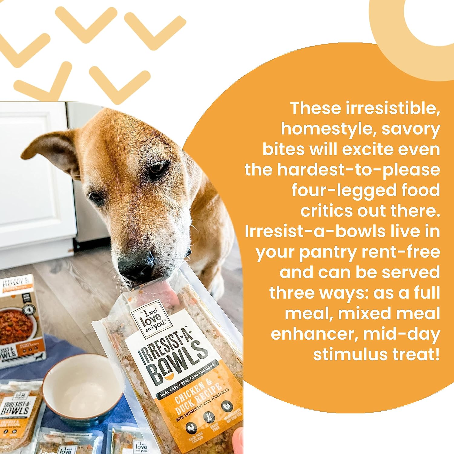 I AND LOVE AND YOU Irresist-a-Bowls Freeze Dried Dog Food - Chicken + Duck- Prebiotics, Grain Free, Filler Free, Meal Enchancer, 9oz Pouch, 4pk - Image 5