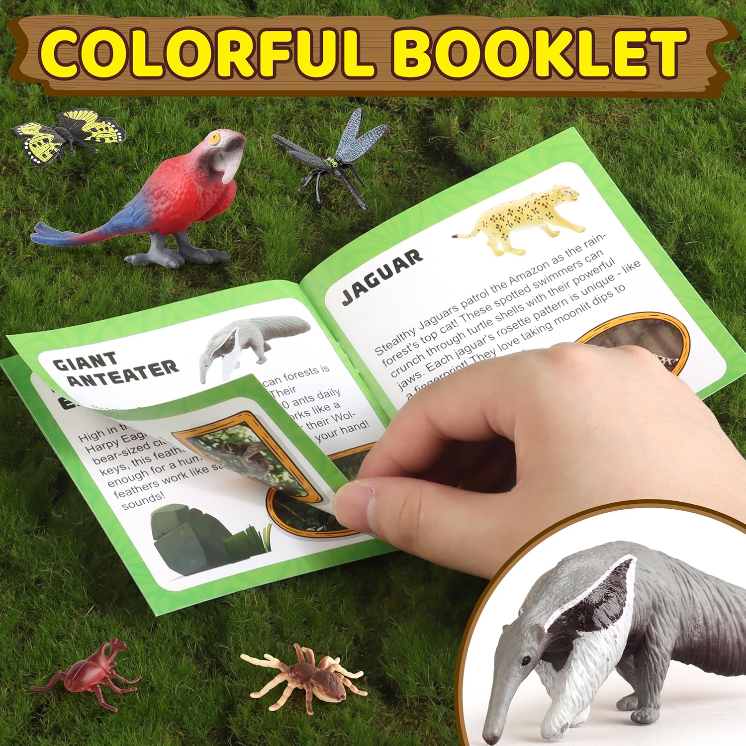37PCS Rainforest Animals Figures Toys Set, Rainforest Diorama Supplies Include Jungle Animal Figurines,Trees, Moss, Sand, Stones for Kids Historical Education School Project Decoration Birthday - Image 9