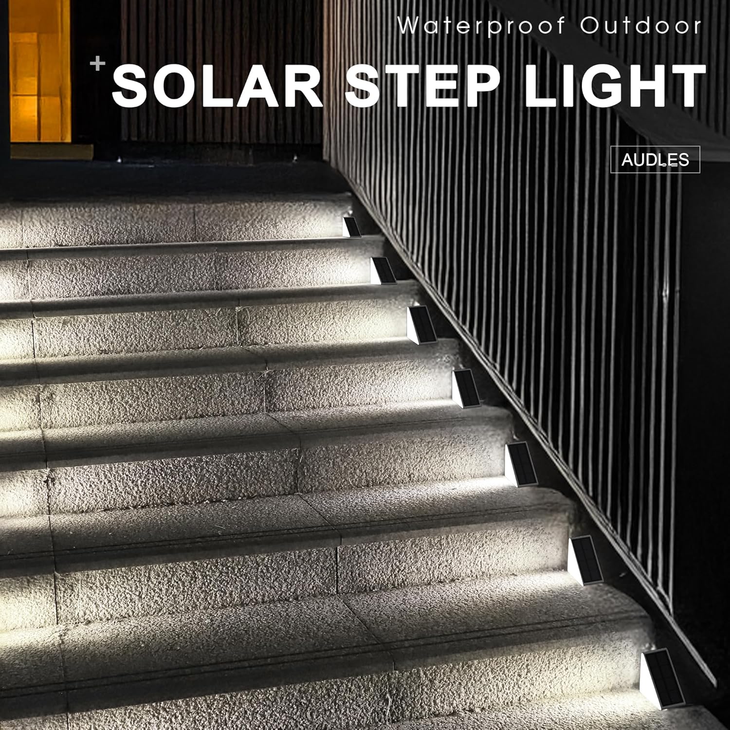 AUDLES LED Solar Step Lights Waterproof Outdoor Stair Lights, Solar Deck Lights Outdoor Decor IP67 Solar Lights for Yard, Patio, Garden, Walkways, Front Door, Pathway, Driveway (8) - Image 6
