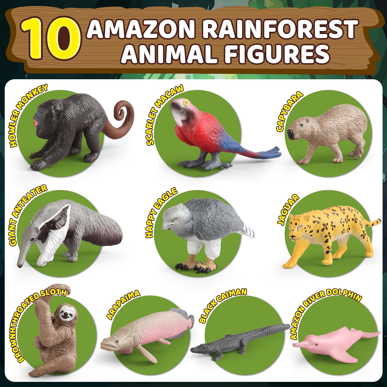 37PCS Rainforest Animals Figures Toys Set, Rainforest Diorama Supplies Include Jungle Animal Figurines,Trees, Moss, Sand, Stones for Kids Historical Education School Project Decoration Birthday - Image 8