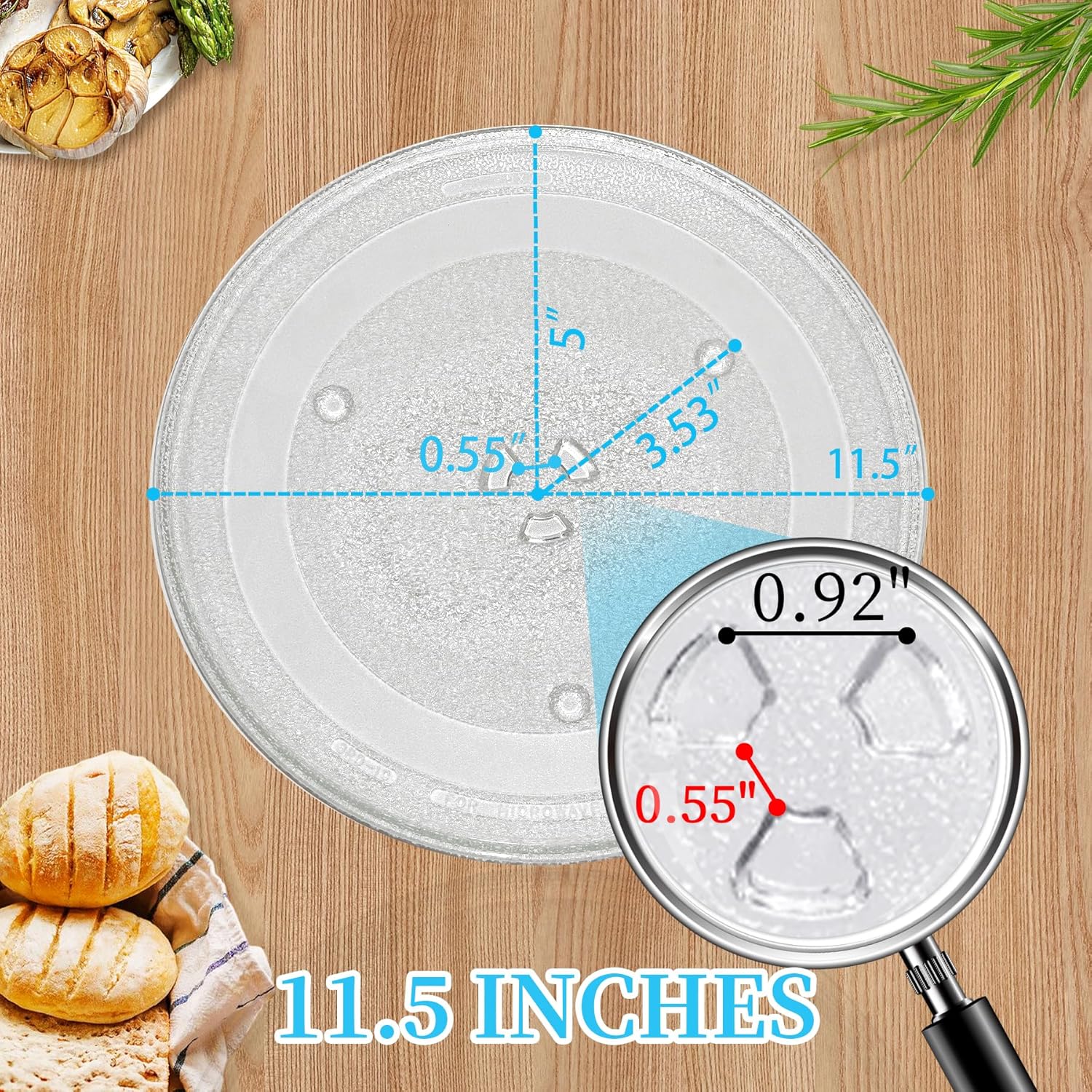 11.5" Universal Microwave Plate Replacement Glass Turntable | Fits GE, Samsung, LG, Magic Chef, Amana, Toshiba - Image 3